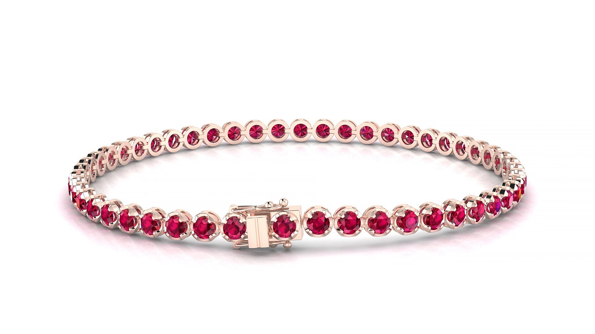 Bengal | 18k Rose Gold 2.5 mm Round Natural Ruby 18 cm Tennis Bracelet