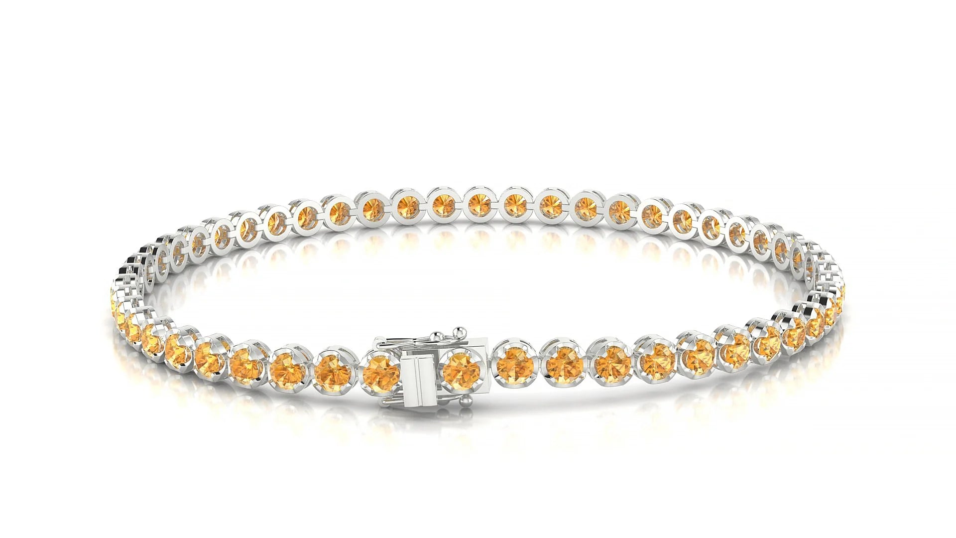 Bengal | 18k White Gold 2.5 mm Round Natural Citrine Tennis Bracelet