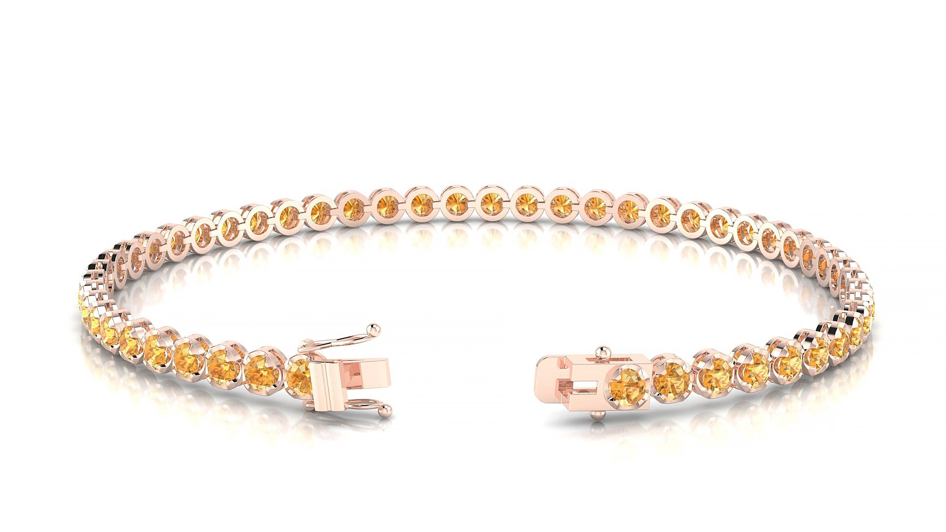 Bengal | 18k Rose Gold 2.5 mm Round Natural Citrine 15 cm Tennis Bracelet