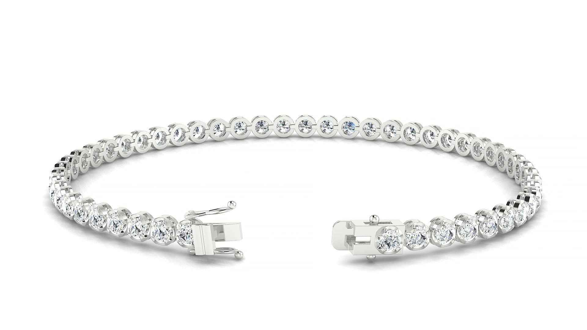 Bengal | 18k White Gold 2.5 mm Round Natural Diamond 18 cm Tennis Bracelet