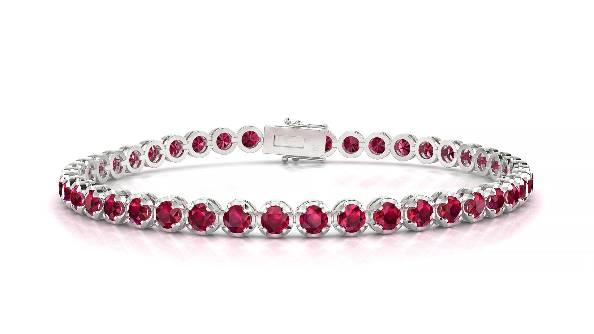Bengal | 18k White Gold 3 mm Round Natural Ruby Tennis Bracelet