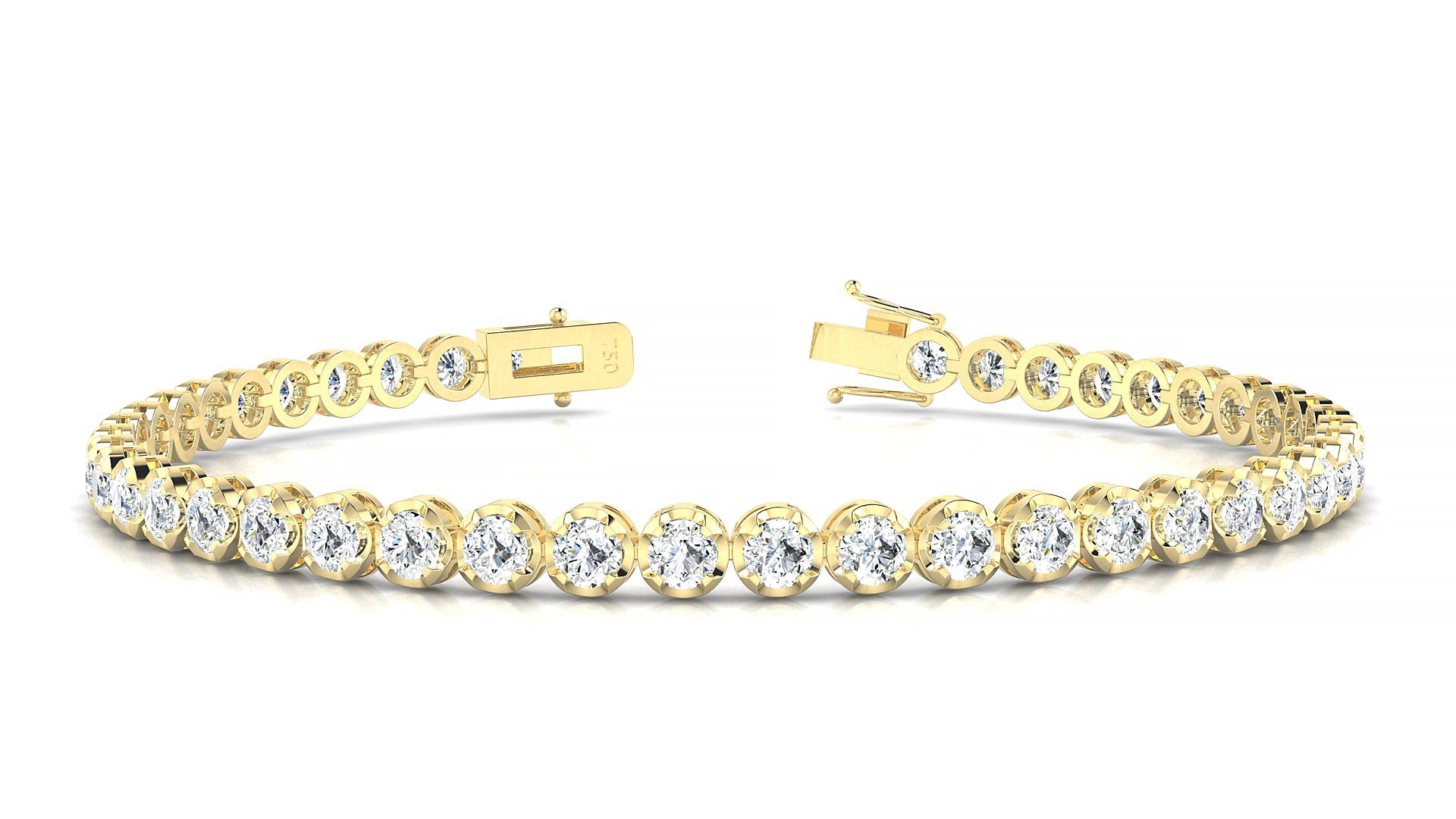 Bengal | 18k Yellow Gold 3 mm Round Natural Diamond Tennis Bracelet