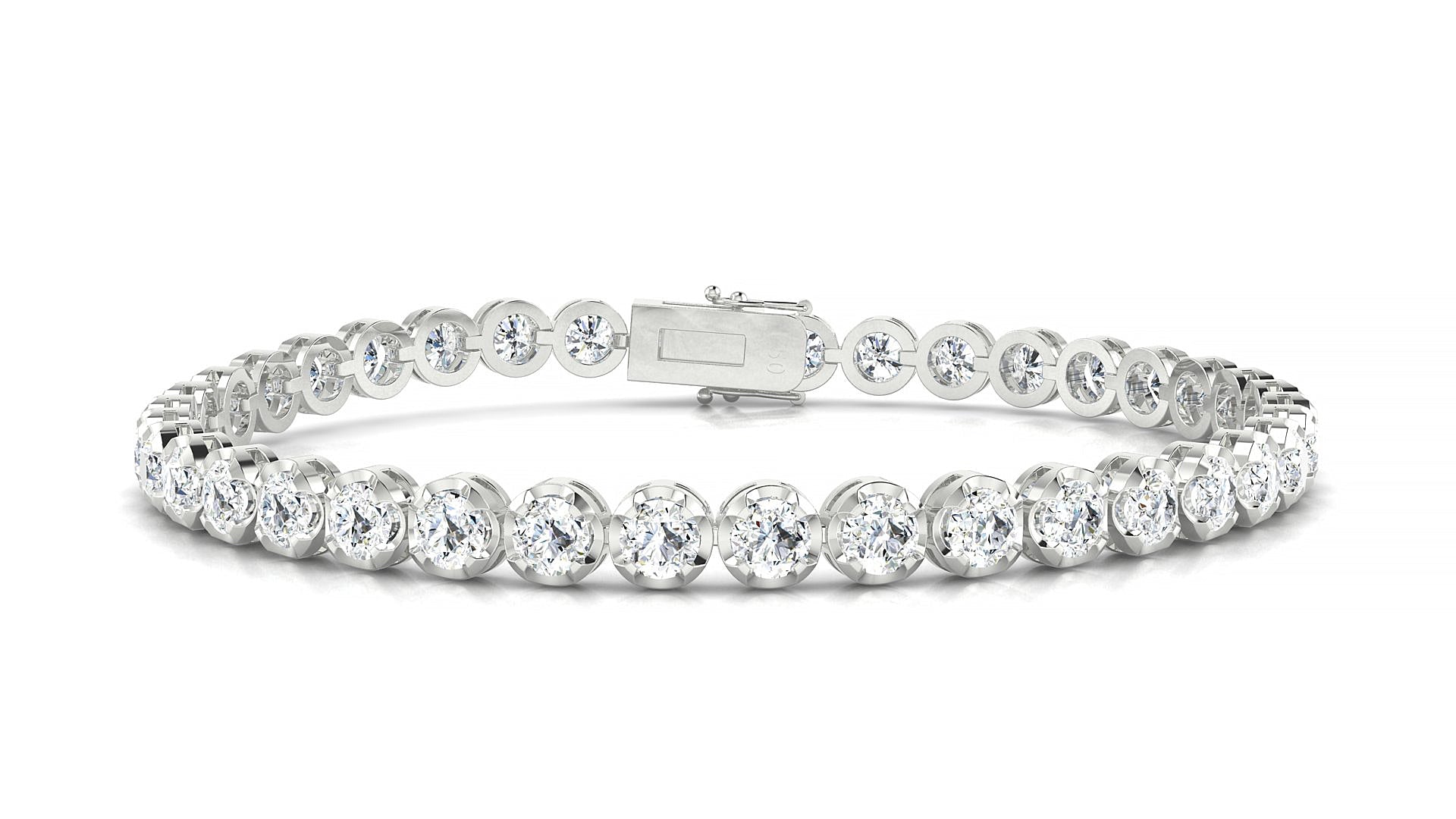 Bengal | 18k White Gold 3.4 mm Round Natural Diamond Tennis Bracelet