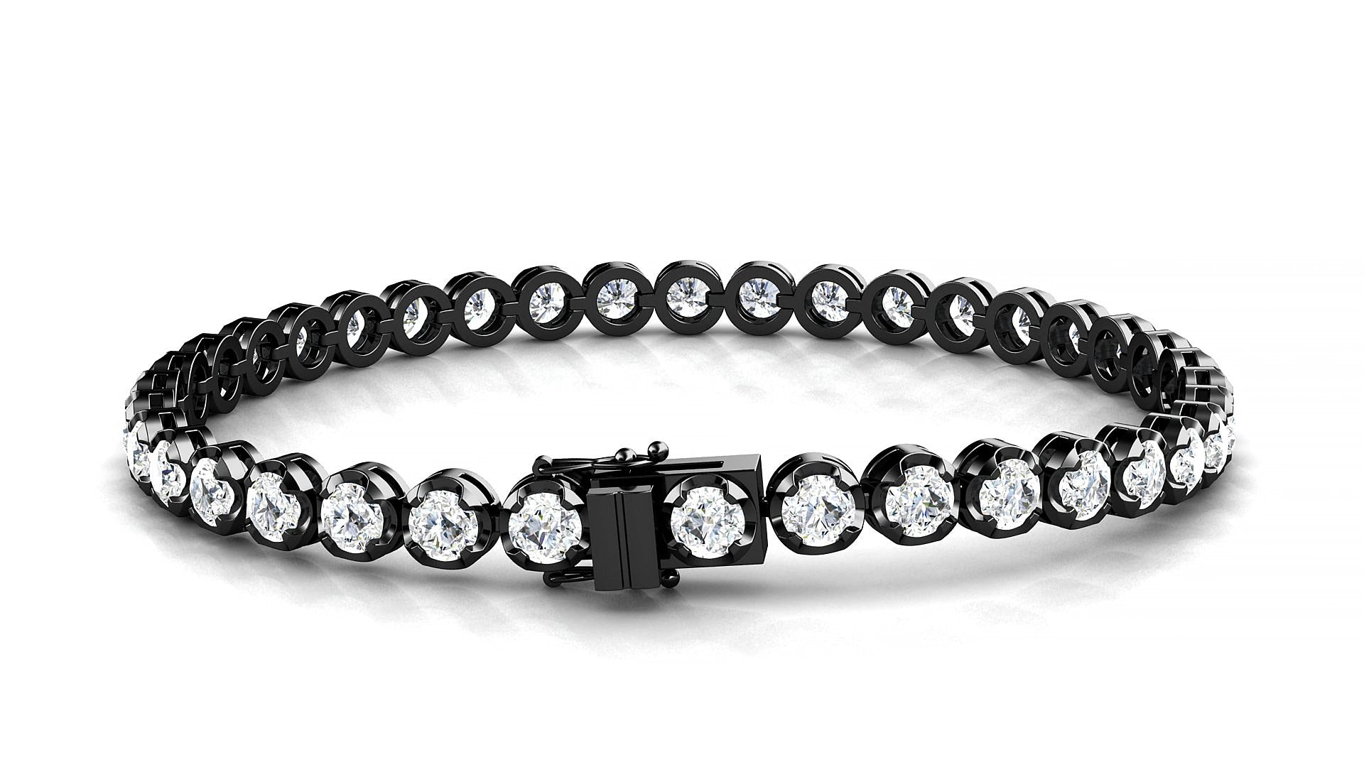 Bengal | 18k Black Gold 3.4 mm Round Lab-Grown Diamond 15 cm Tennis Bracelet