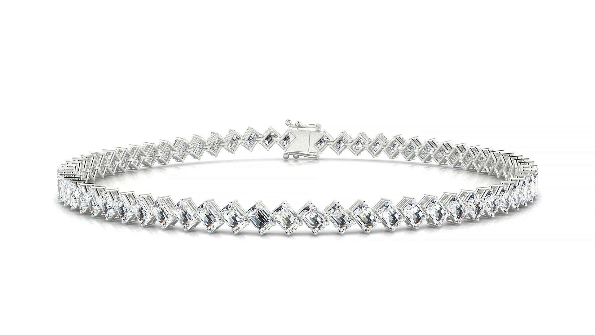 Bogotá | 18k White Gold 3 x 2 mm Emerald Natural Diamond Tennis Bracelet