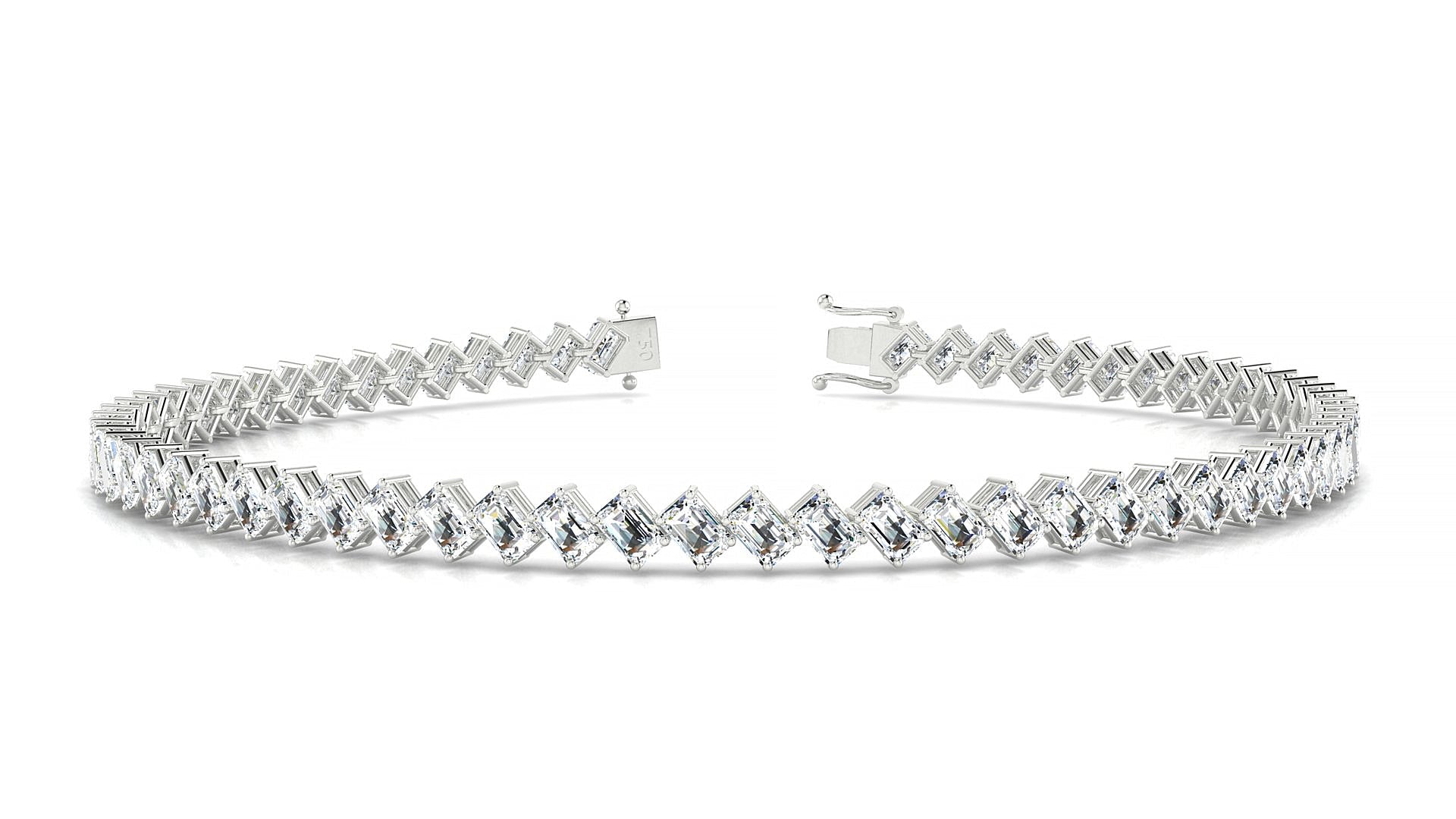 Bogotá | 18k White Gold 3 x 2 mm Emerald Natural Diamond Tennis Bracelet