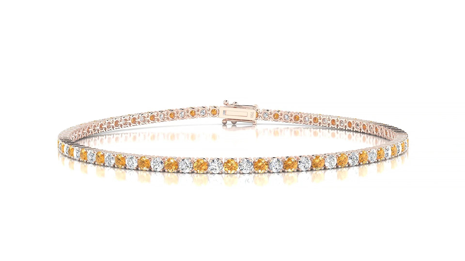 Capri 1-1 | 18k Rose Gold 2 mm Round Natural Citrine & Diamond Tennis Bracelet