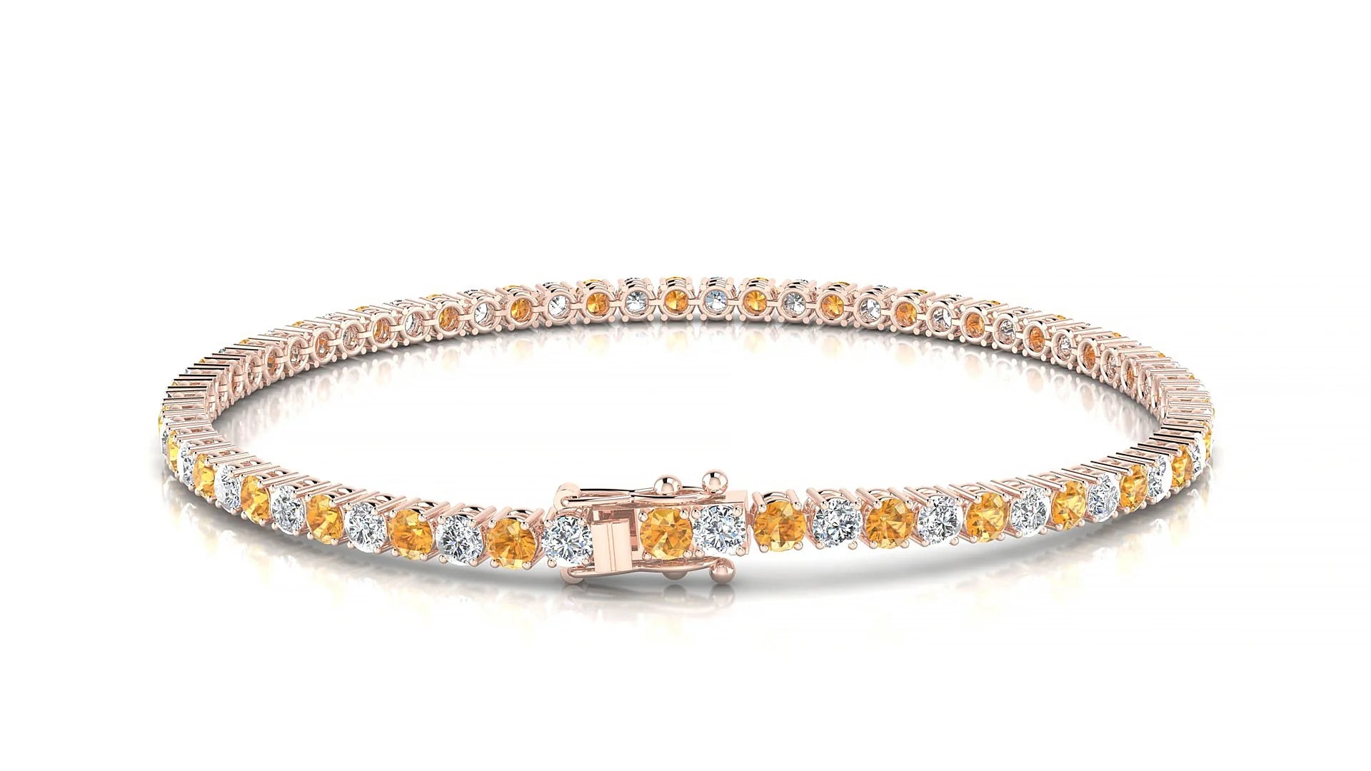 Capri 1-1 | 18k Rose Gold 2.5 mm Round Natural Citrine & Diamond Tennis Bracelet