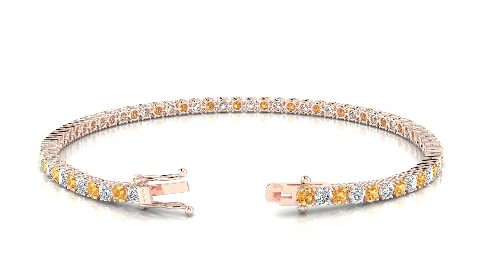 Capri 1-1 | 18k Rose Gold 2.5 mm Round Natural Citrine & Diamond Tennis Bracelet