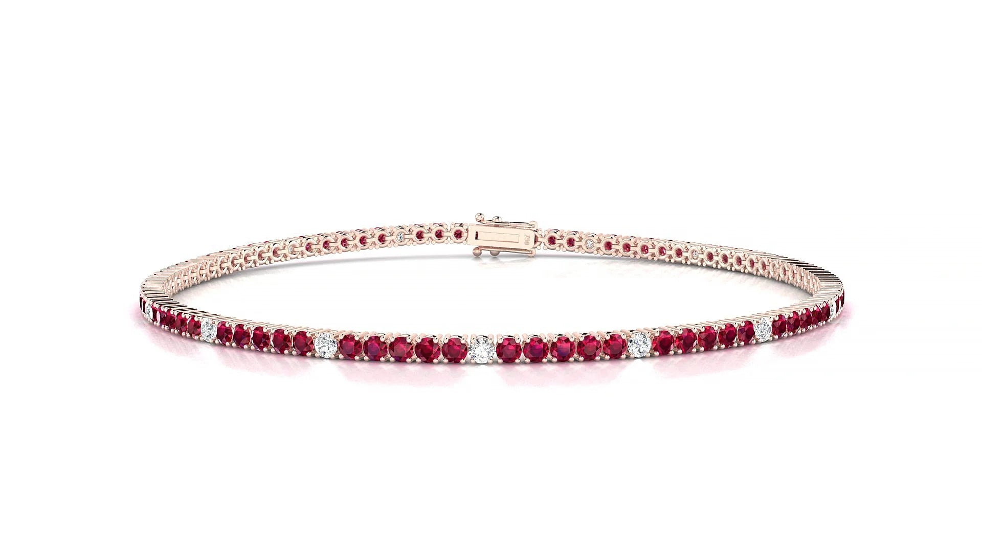 Capri 5-1 | 18k Rose Gold 1.7 mm Round Natural Ruby & Diamond Tennis Bracelet