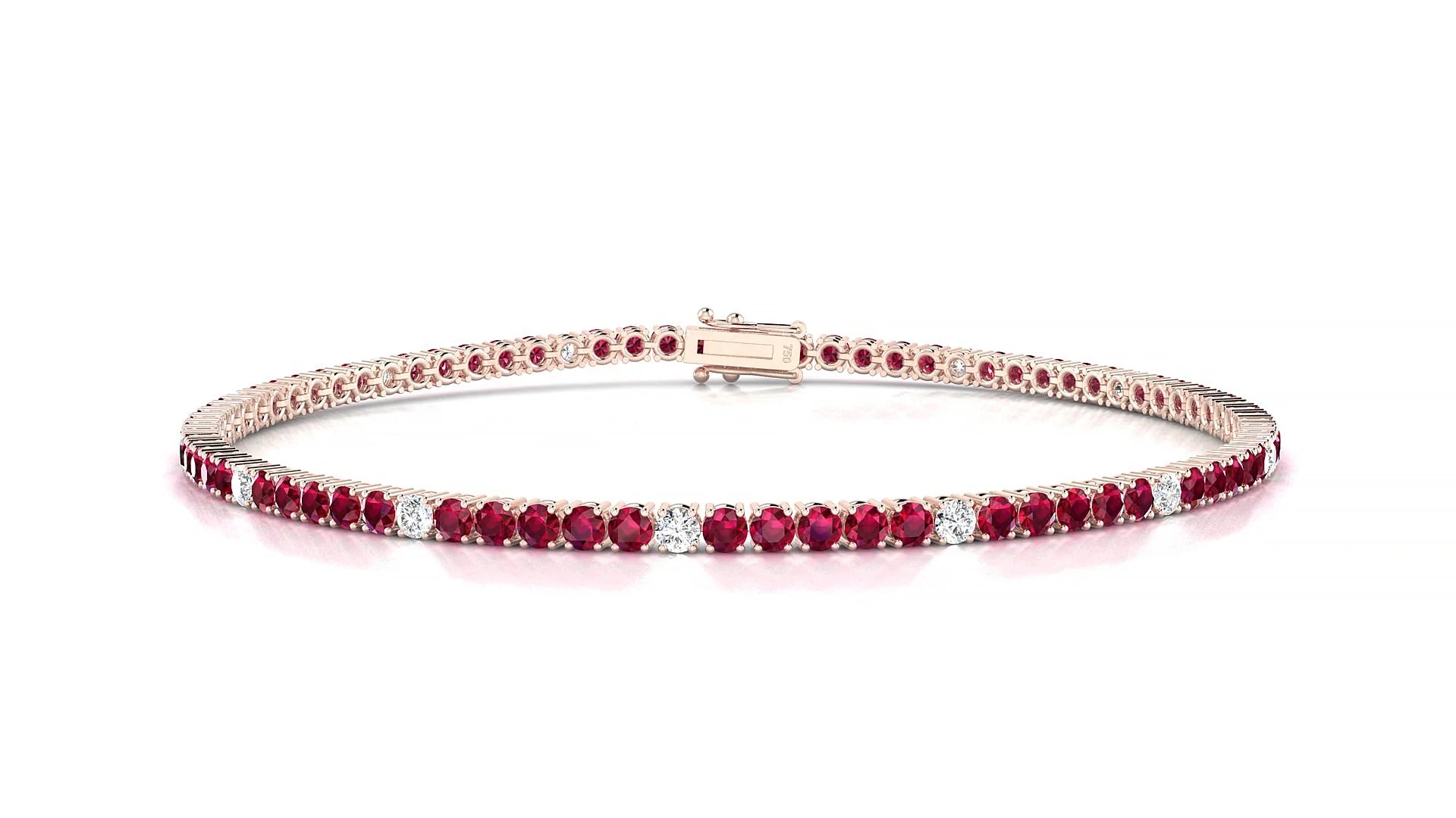 Capri 5-1 | 18k Rose Gold 2 mm Round Natural Ruby & Diamond Tennis Bracelet