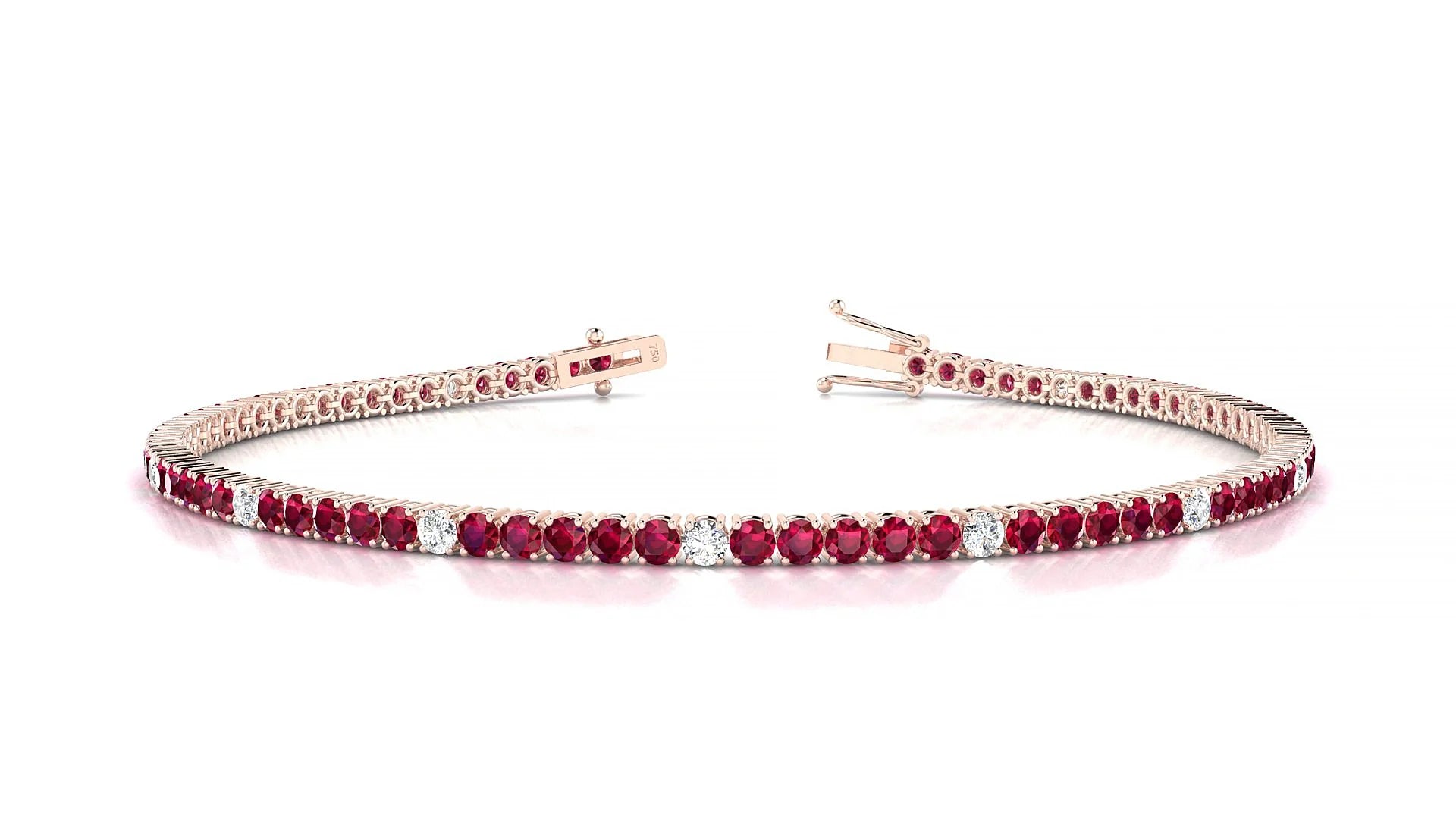 Capri 5-1 | 18k Rose Gold 2 mm Round Natural Ruby & Diamond Tennis Bracelet