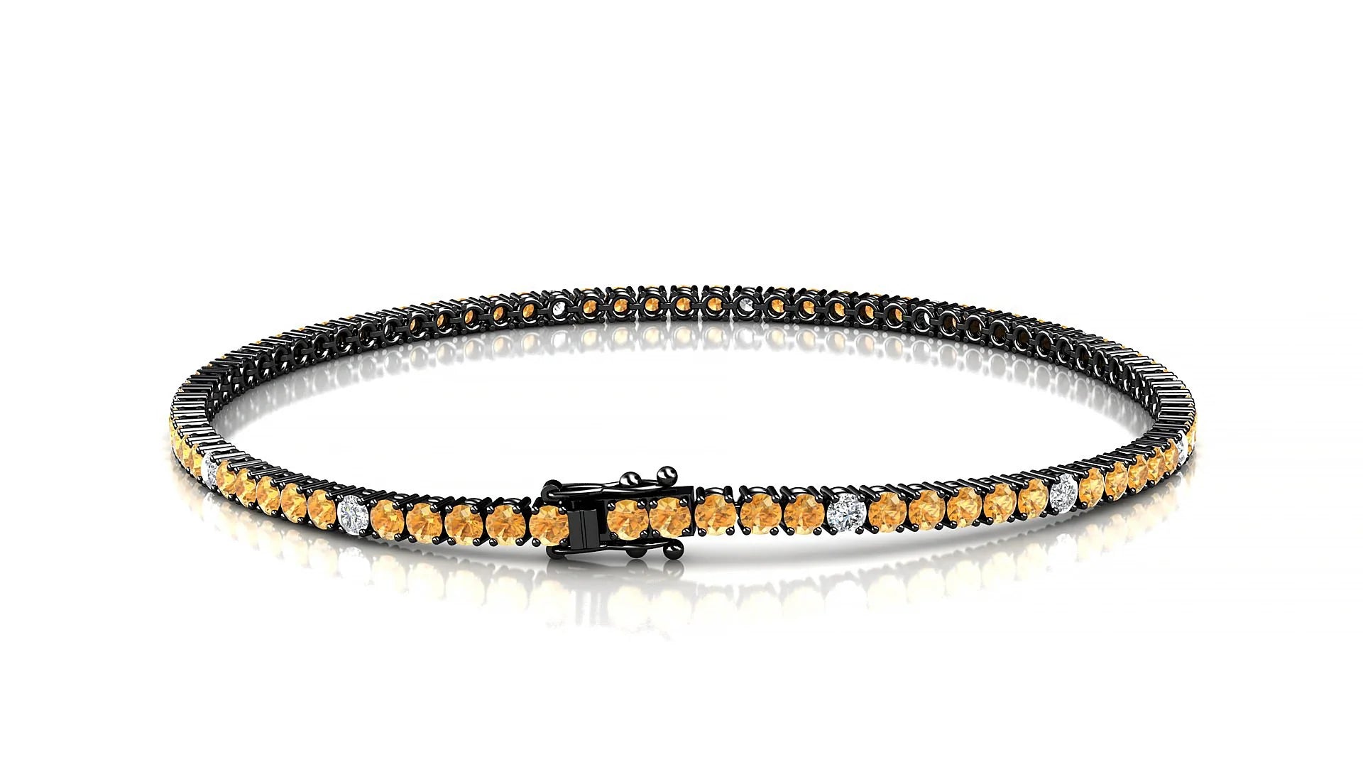 Capri 5-1 | 18k Black Gold 2 mm Round Natural Citrine & Diamond Tennis Bracelet