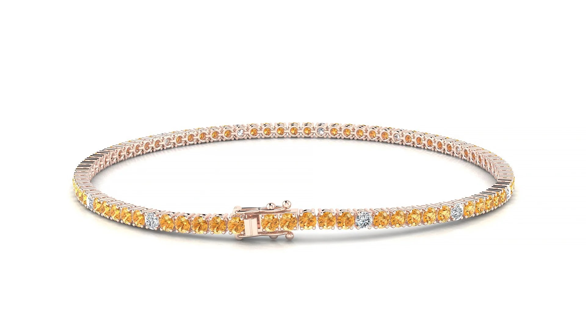 Capri 5-1 | 18k Rose Gold 2 mm Round Natural Citrine & Diamond Tennis Bracelet
