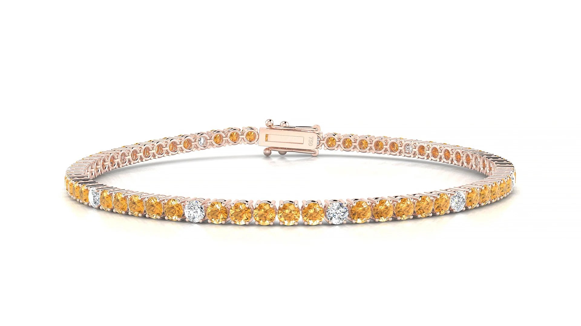 Capri 5-1 | 18k Rose Gold 2.5 mm Round Natural Citrine & Diamond Tennis Bracelet