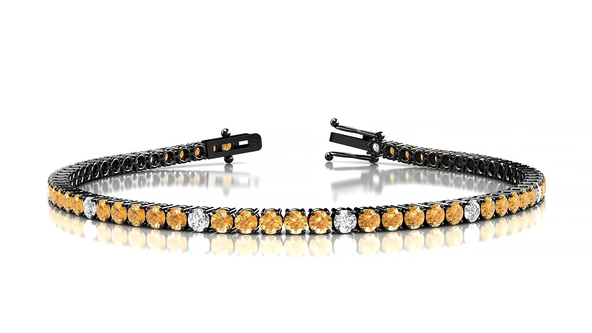 Capri 5-1 | 18k Black Gold 2.5 mm Round Natural Citrine & Diamond Tennis Bracelet