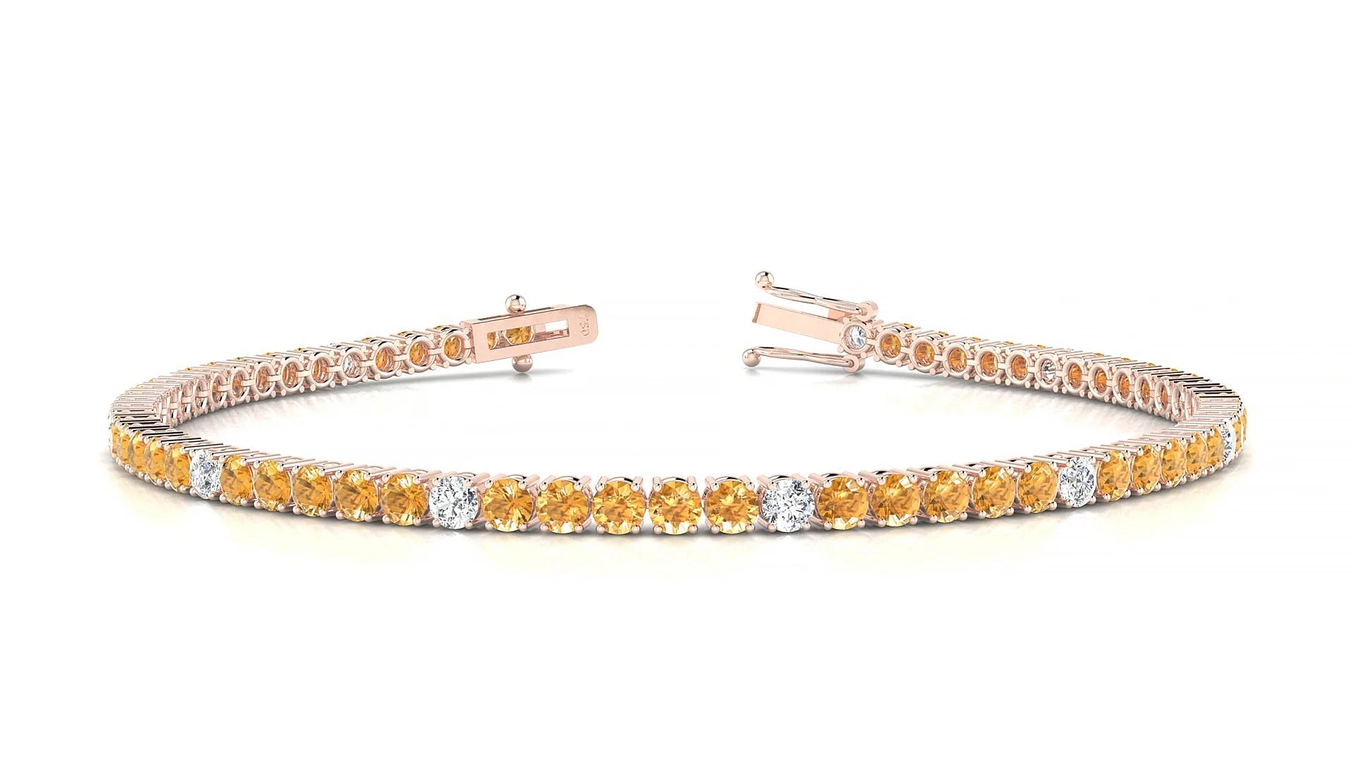 Capri 5-1 | 18k Rose Gold 2.5 mm Round Natural Citrine & Diamond Tennis Bracelet