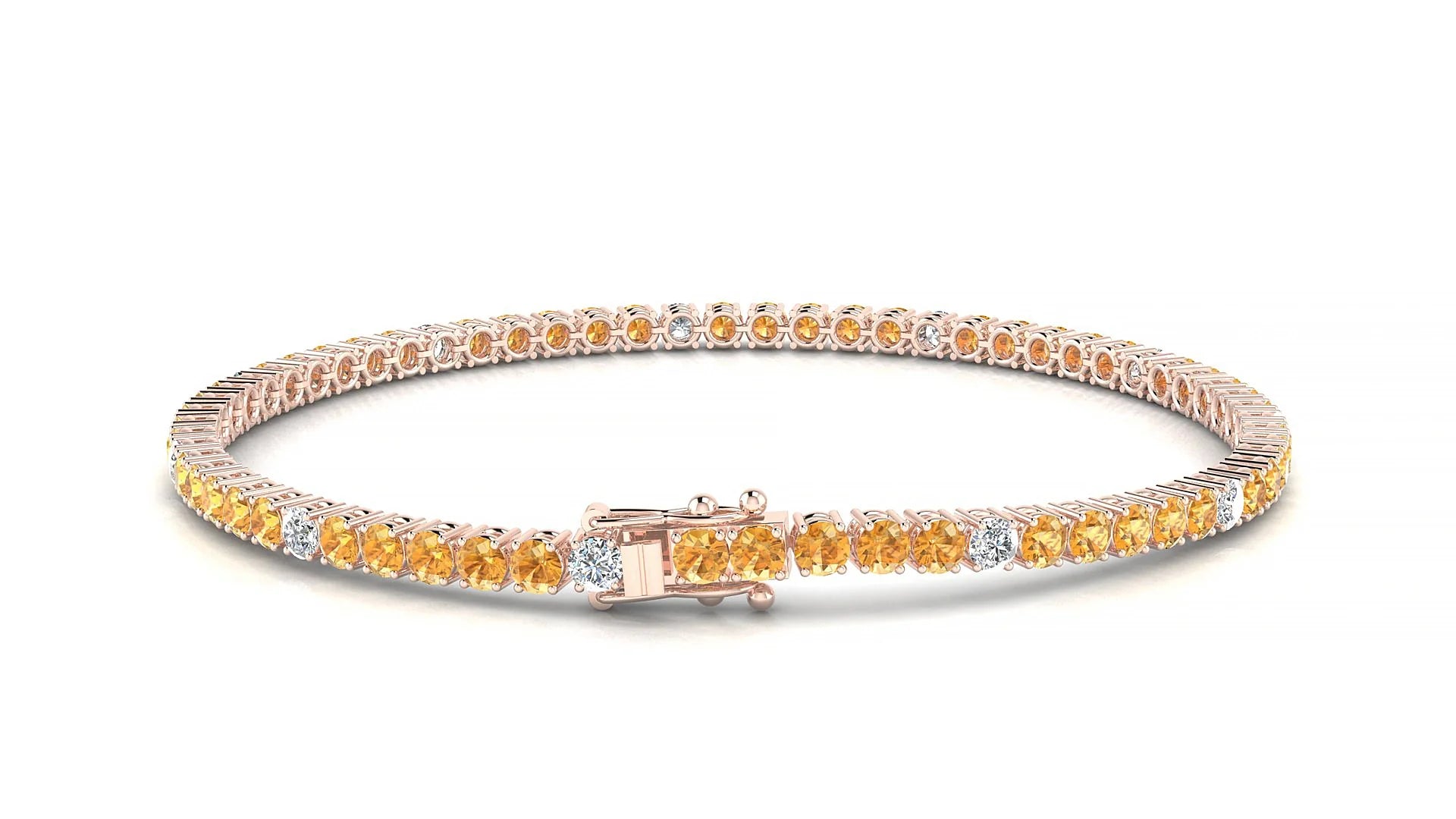 Capri 5-1 | 18k Rose Gold 2.5 mm Round Natural Citrine & Diamond Tennis Bracelet
