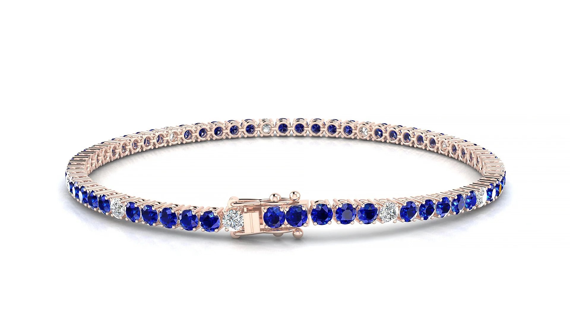 Capri 5-1 | 18k Rose Gold 2.5 mm Round Natural Sapphire & Diamond Tennis Bracelet