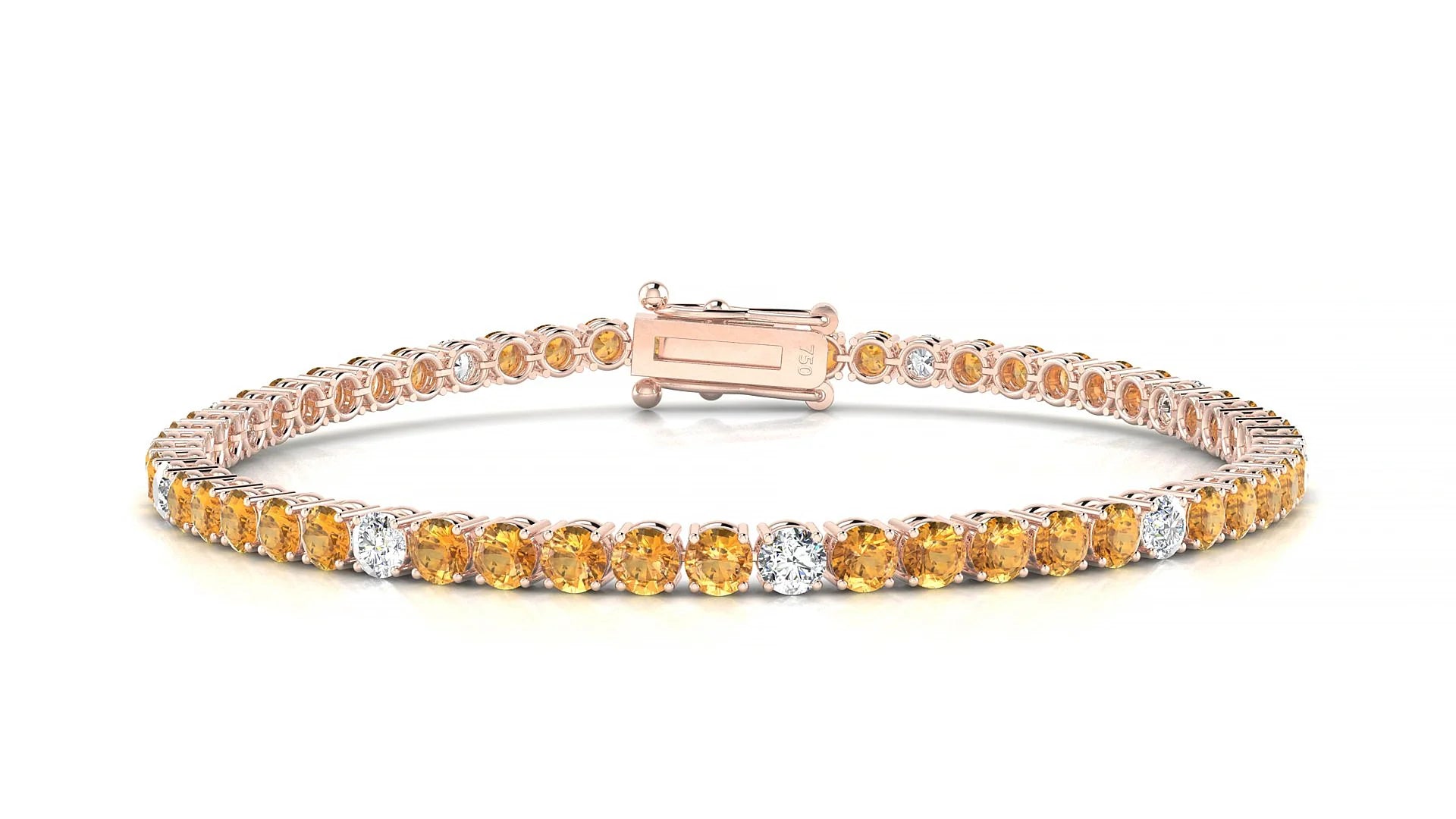 Capri 5-1 | 18k Rose Gold 3 mm Round Natural Citrine & Diamond Tennis Bracelet