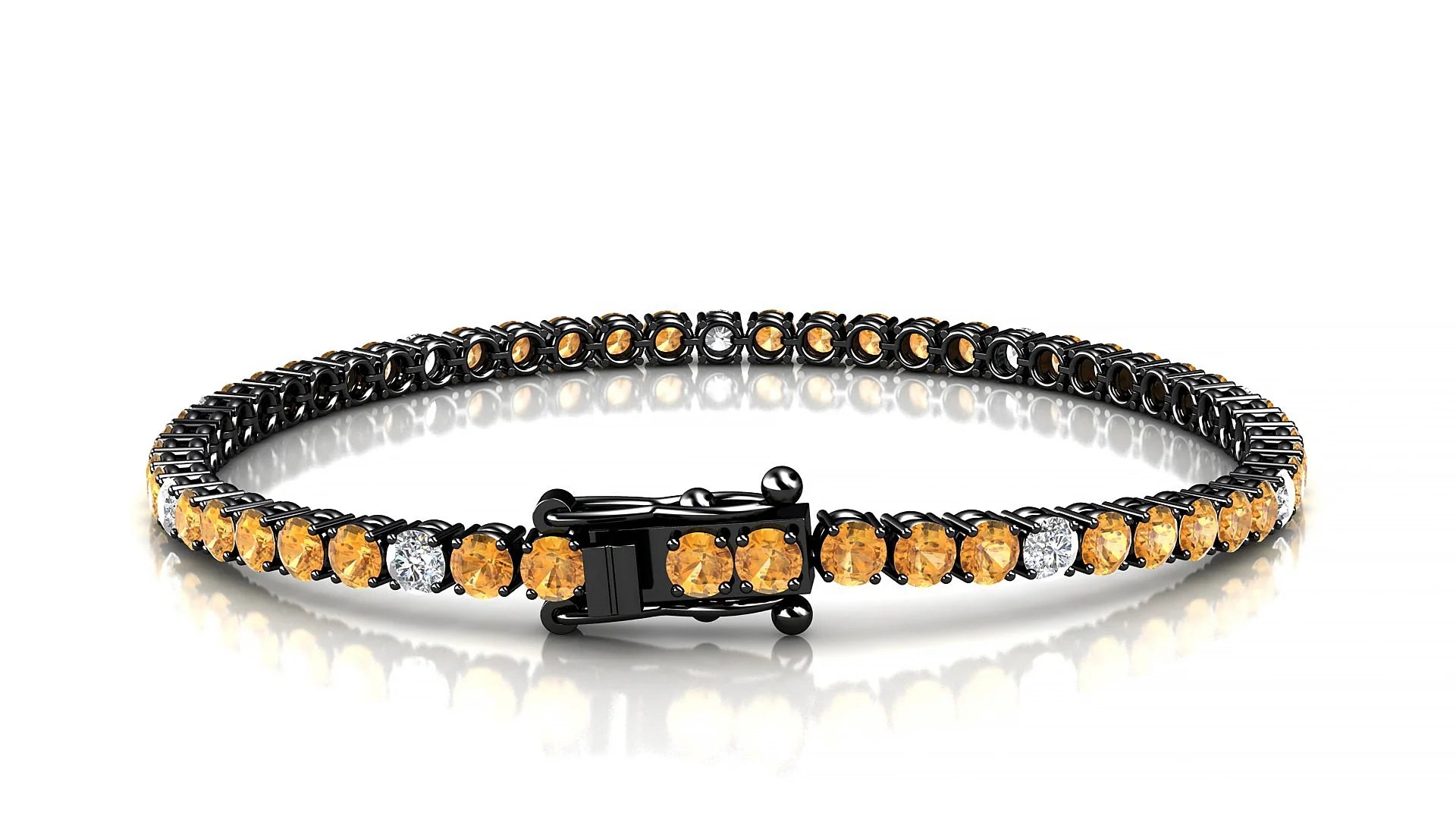Capri 5-1 | 18k Black Gold 3 mm Round Natural Citrine & Diamond Tennis Bracelet
