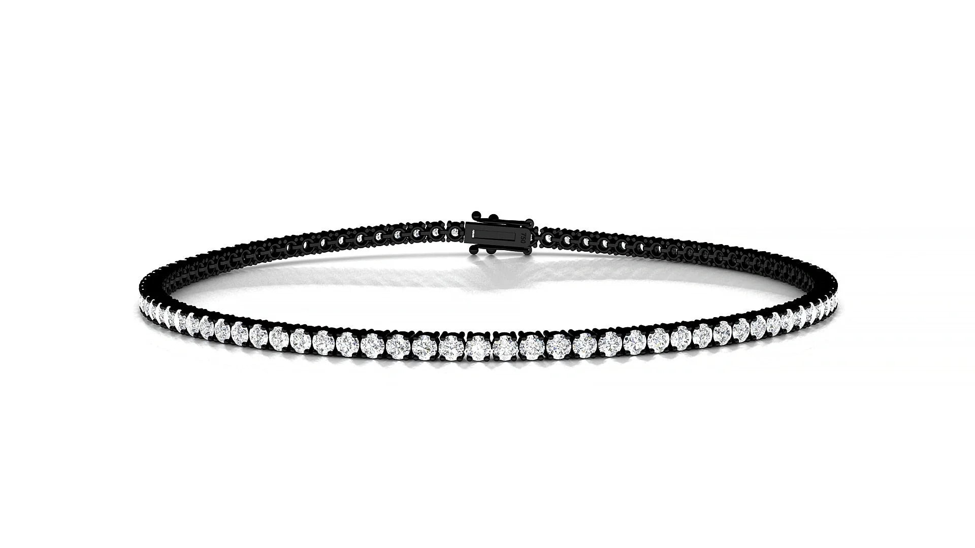 Capri | 18k Black Gold 1.7 mm Round Lab-Grown Diamond 18 cm Tennis Bracelet