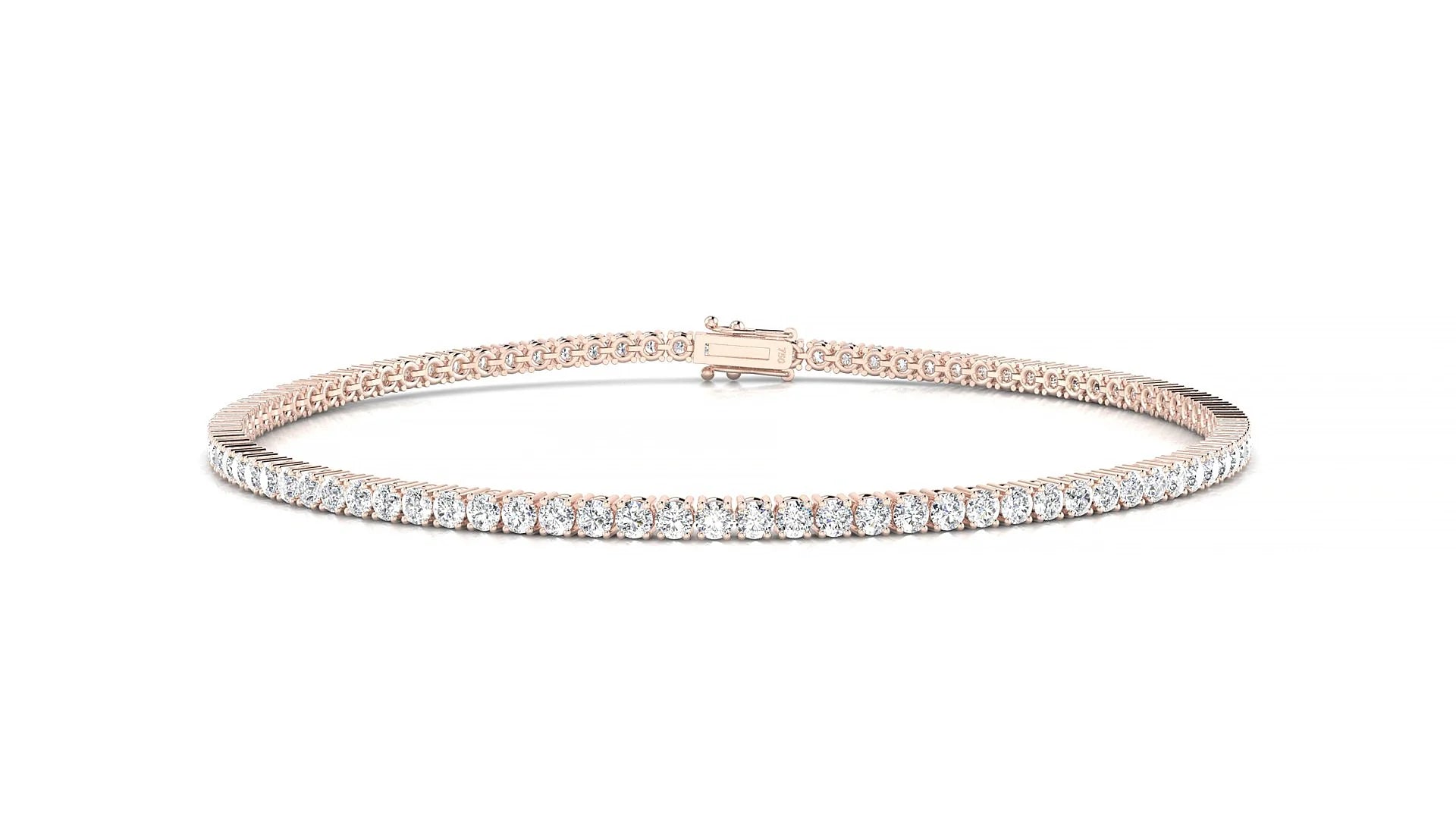 Capri | 18k Rose Gold 1.7 mm Round Lab-Grown Diamond 18 cm Tennis Bracelet