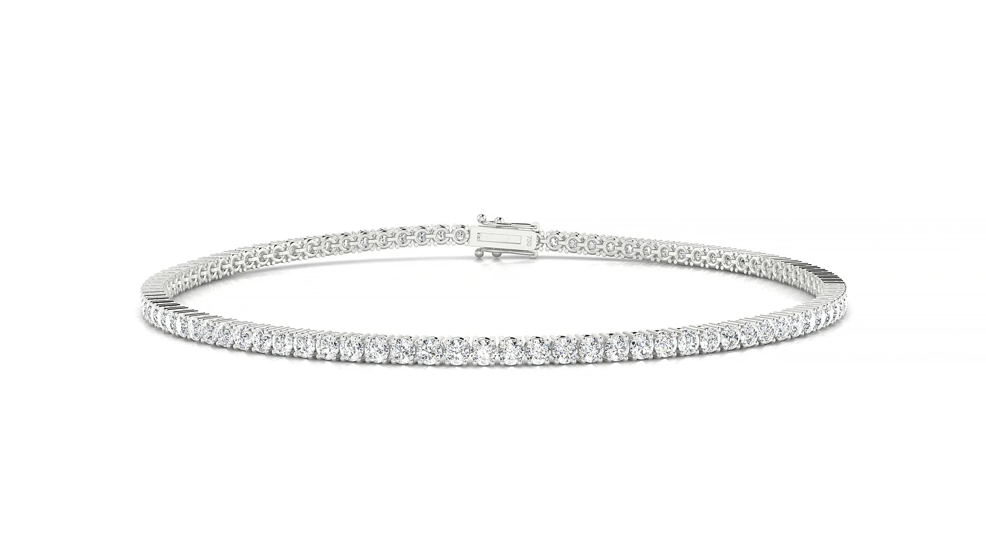 Capri | 18k White Gold 1.7 mm Round Lab-Grown Diamond 18 cm Tennis Bracelet