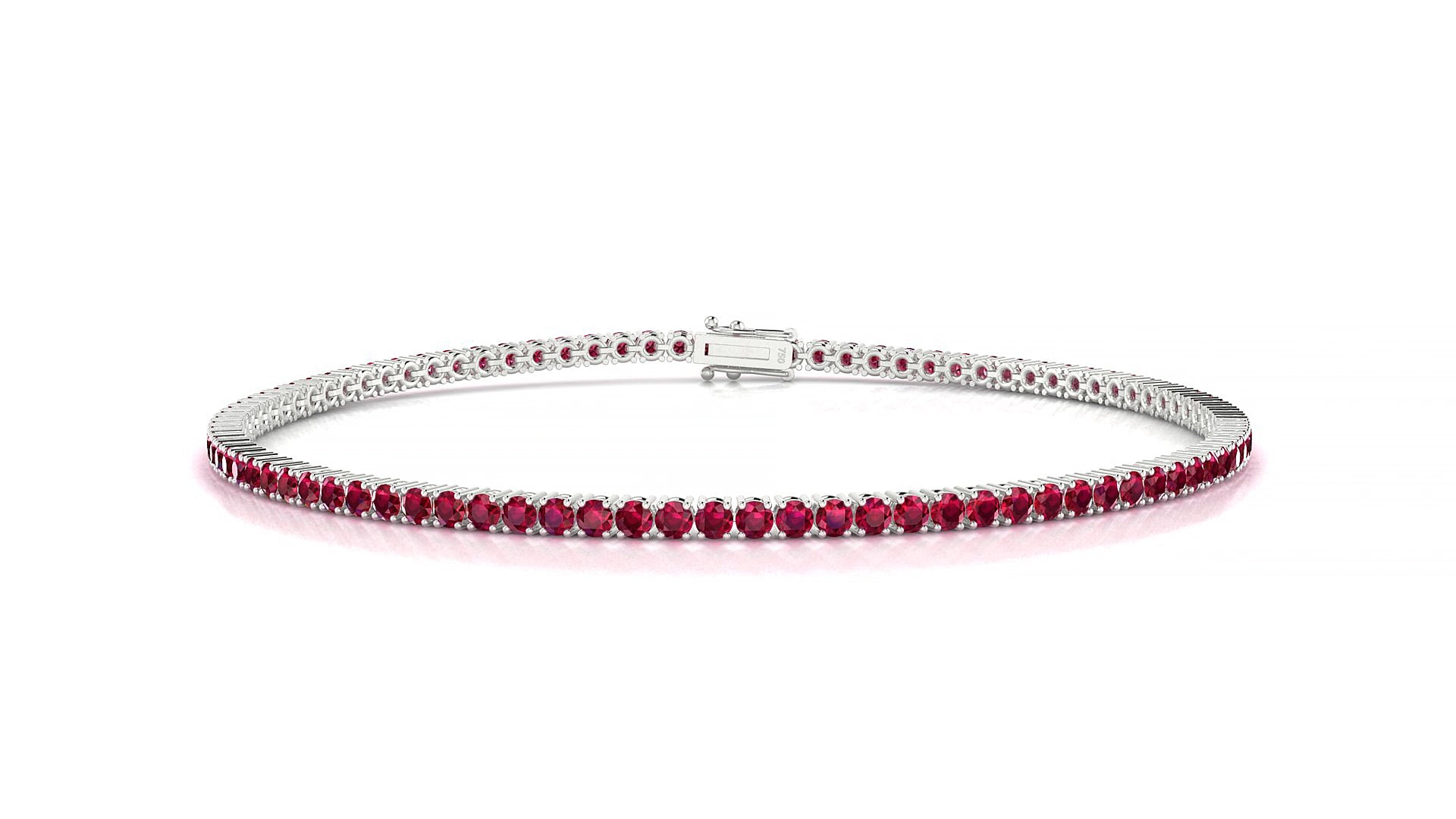 Capri | 18k White Gold 1.7 mm Round Natural Ruby 15 cm Tennis Bracelet