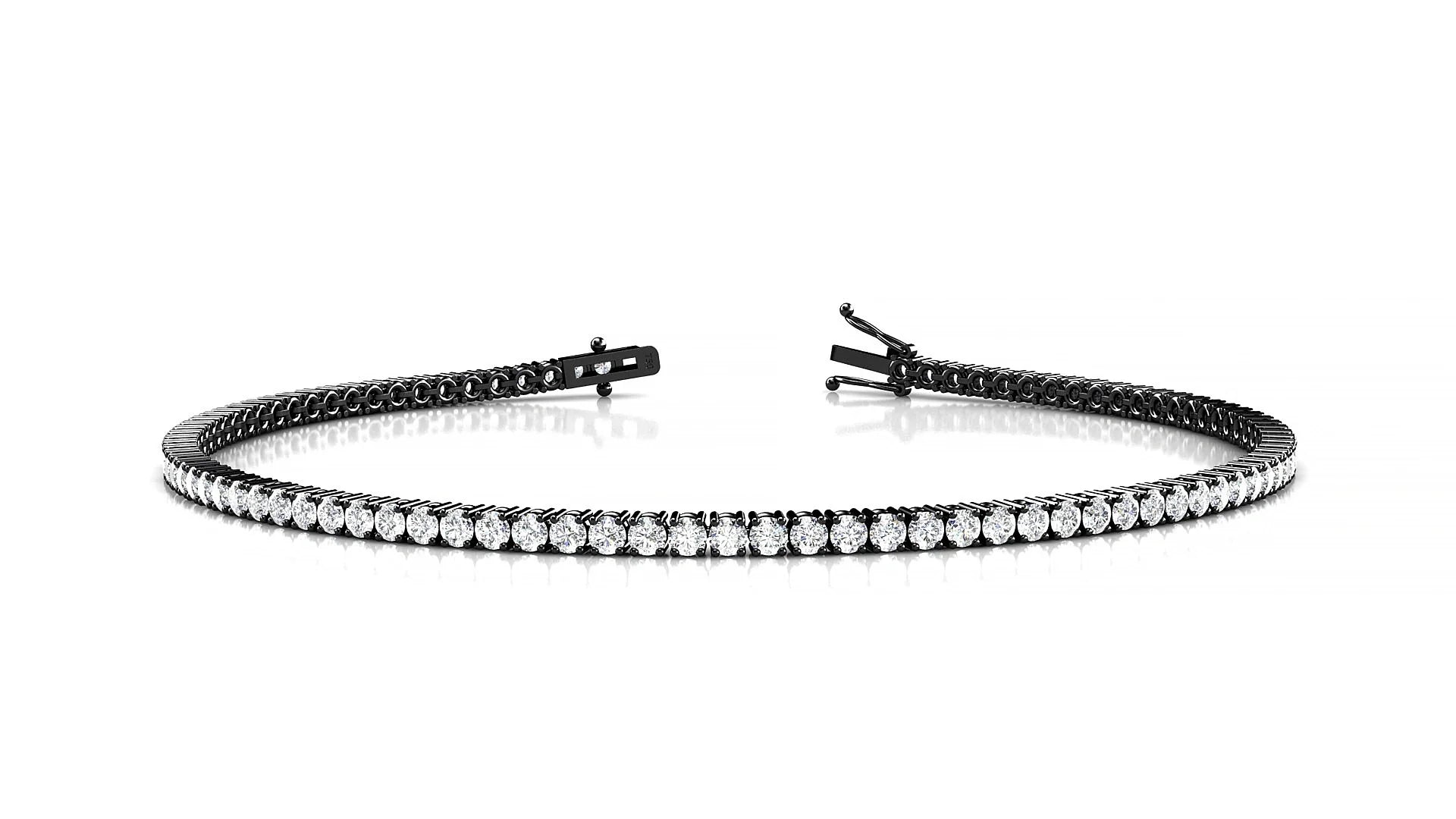 Capri | 18k Black Gold 1.7 mm Round Lab-Grown Diamond 18 cm Tennis Bracelet