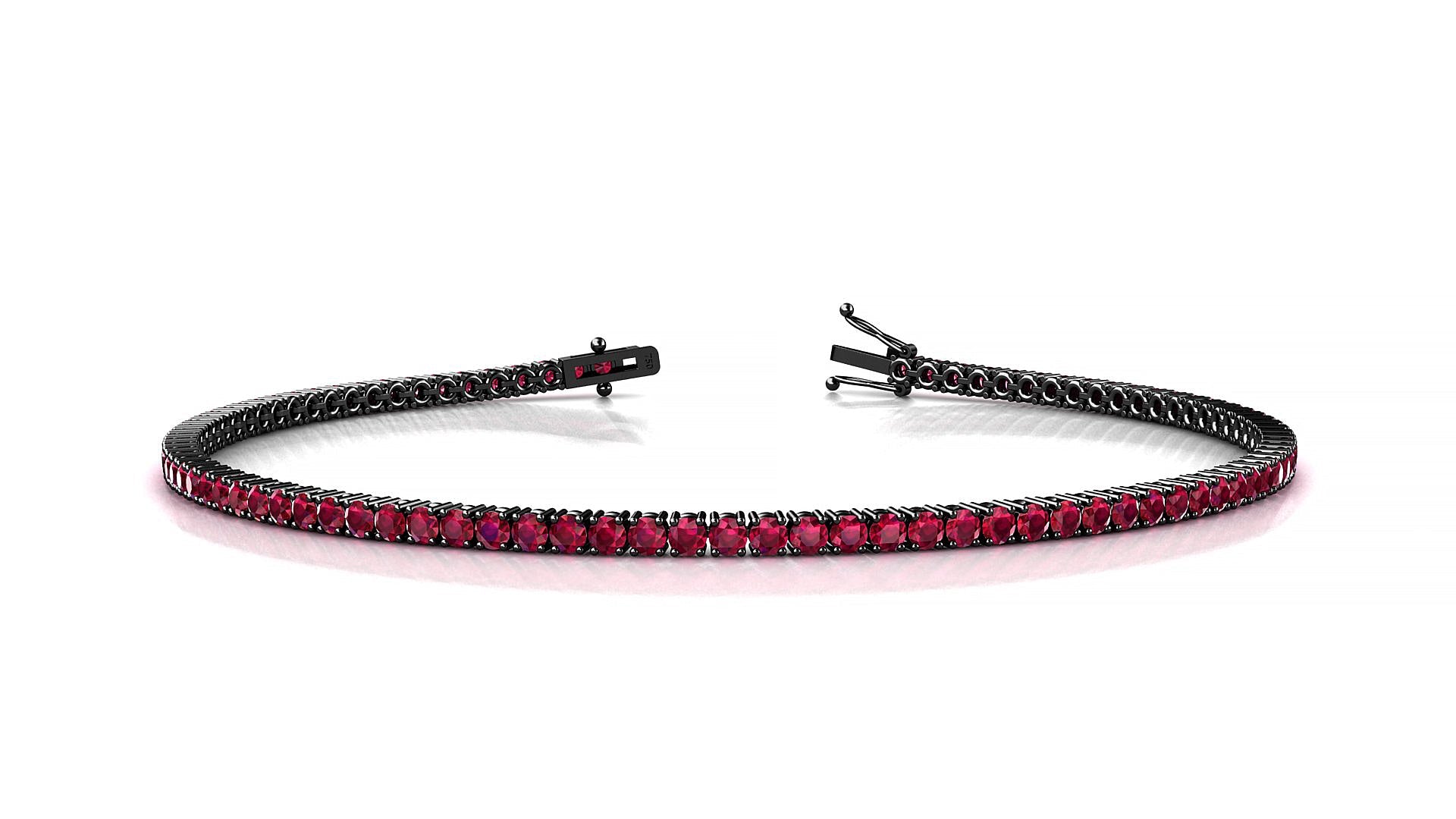 Capri | 18k Black Gold 1.7 mm Round Natural Ruby Tennis Bracelet