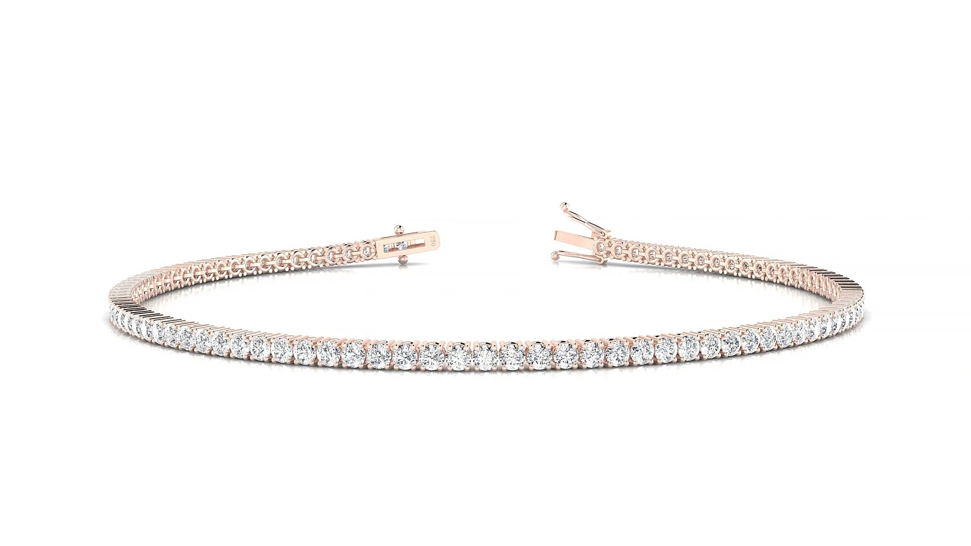 Capri | 18k Rose Gold 1.7 mm Round Lab-Grown Diamond 18 cm Tennis Bracelet