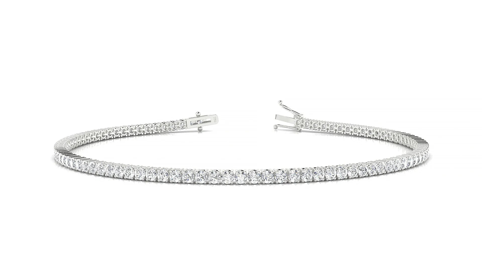 Capri | 18k White Gold 1.7 mm Round Lab-Grown Diamond 18 cm Tennis Bracelet