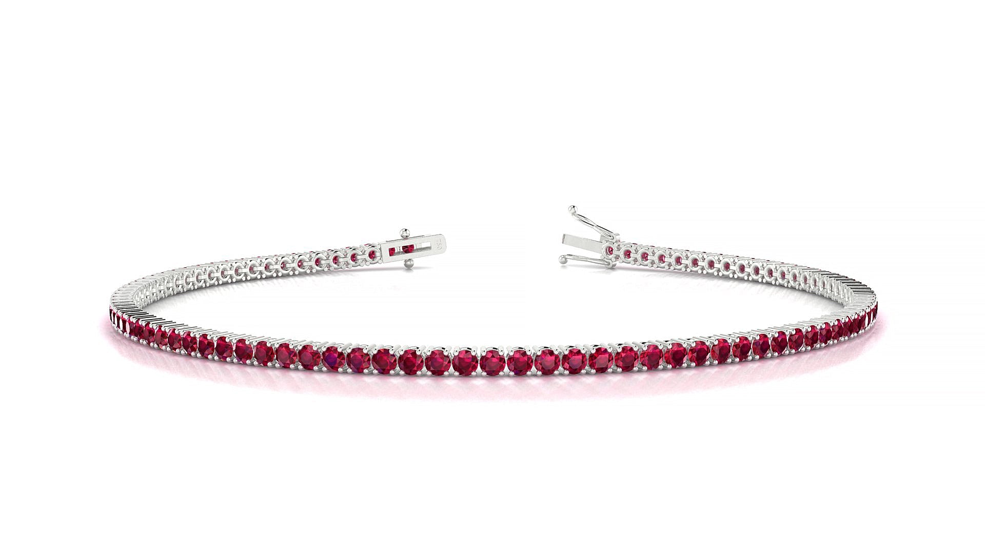Capri | 18k White Gold 1.7 mm Round Natural Ruby Tennis Bracelet