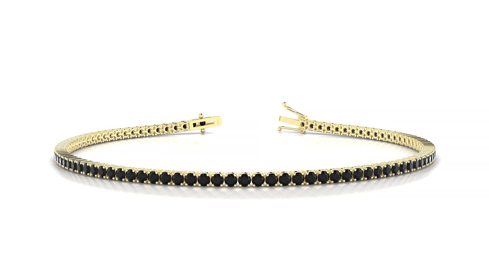 Capri | 18k Yellow Gold 1.7 mm Round Natural Black Diamond Tennis Bracelet