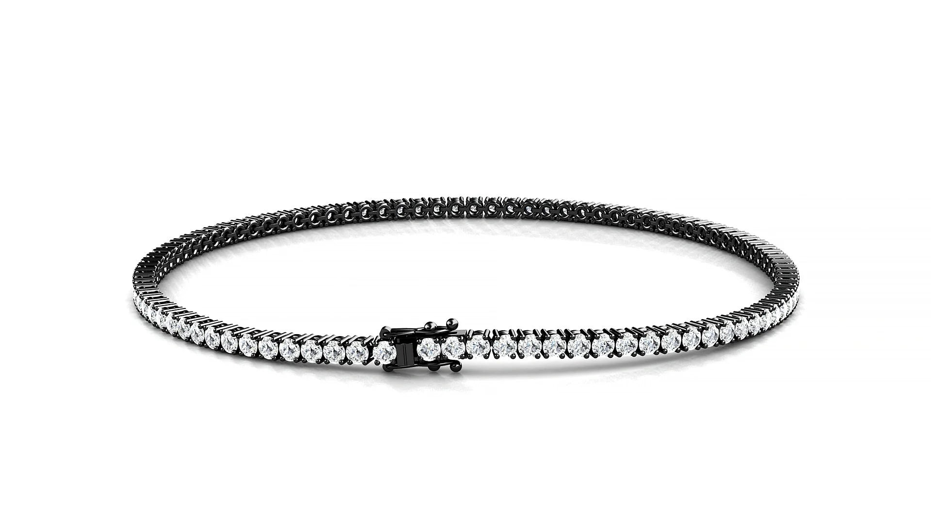 Capri | 18k Black Gold 1.7 mm Round Lab-Grown Diamond 18 cm Tennis Bracelet