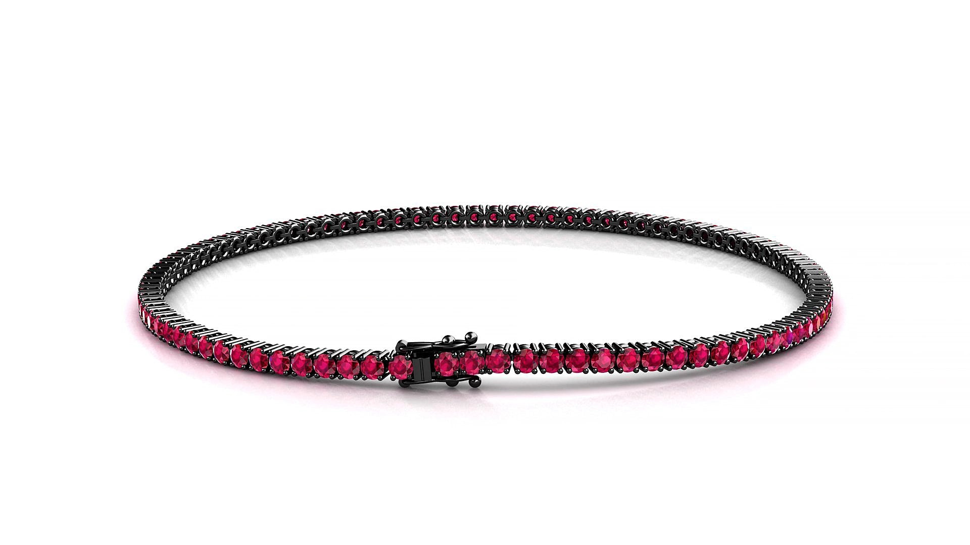 Capri | 18k Black Gold 1.7 mm Round Natural Ruby 15 cm Tennis Bracelet