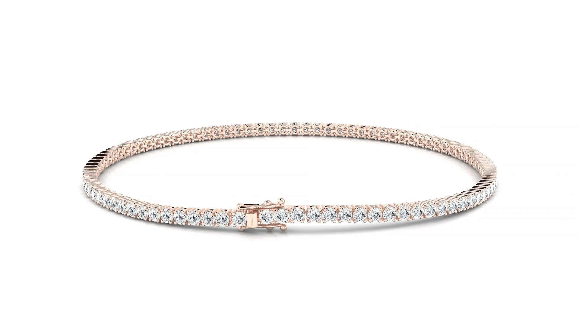 Capri | 18k Rose Gold 1.7 mm Round Lab-Grown Diamond 18 cm Tennis Bracelet