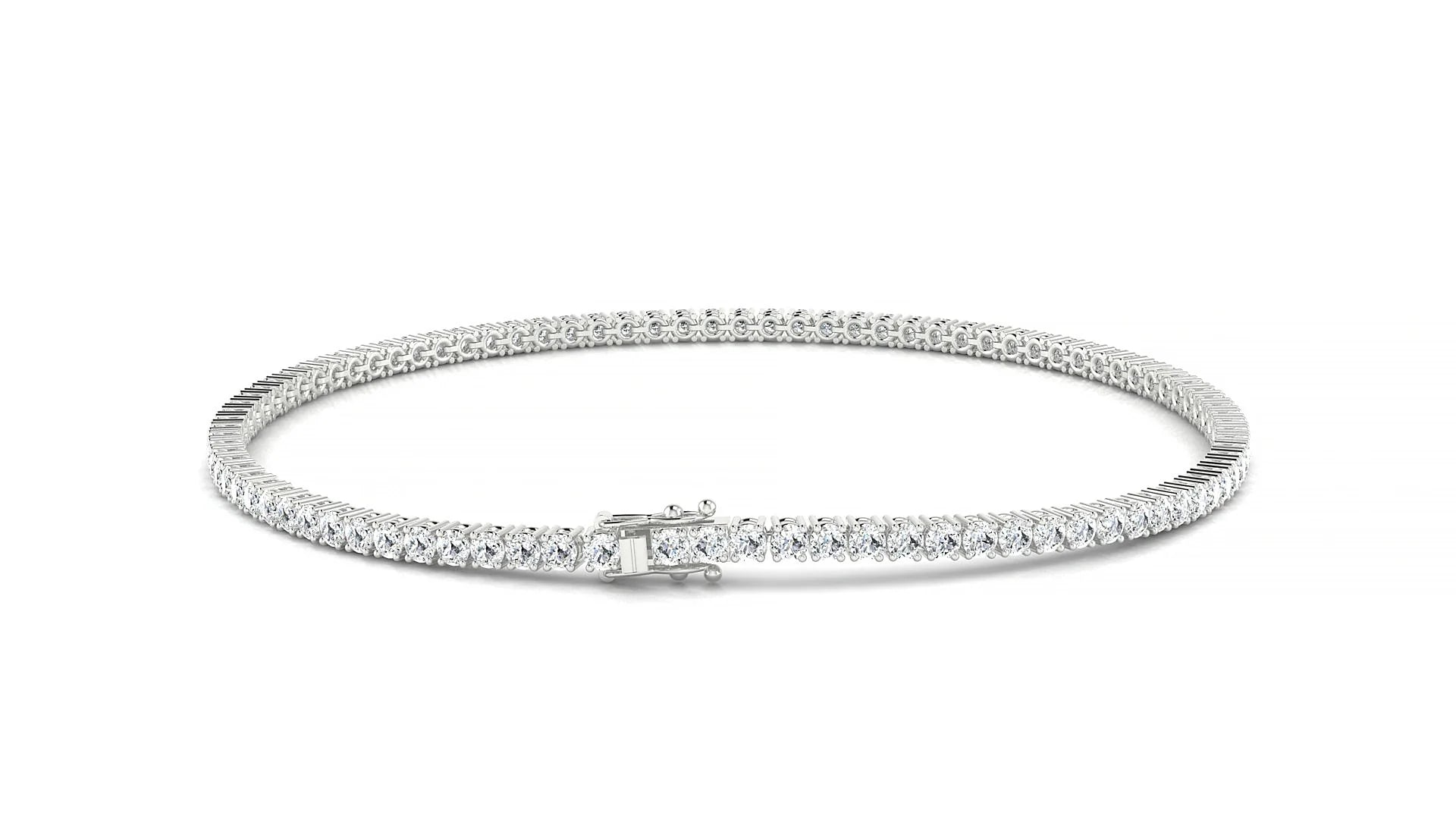 Capri | 18k White Gold 1.7 mm Round Lab-Grown Diamond 18 cm Tennis Bracelet