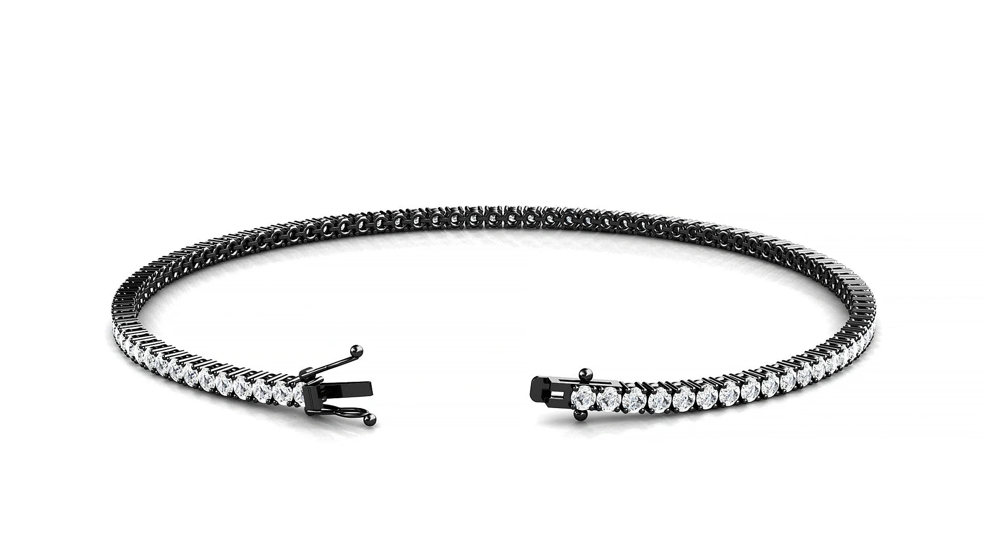 Capri | 18k Black Gold 1.7 mm Round Lab-Grown Diamond 18 cm Tennis Bracelet