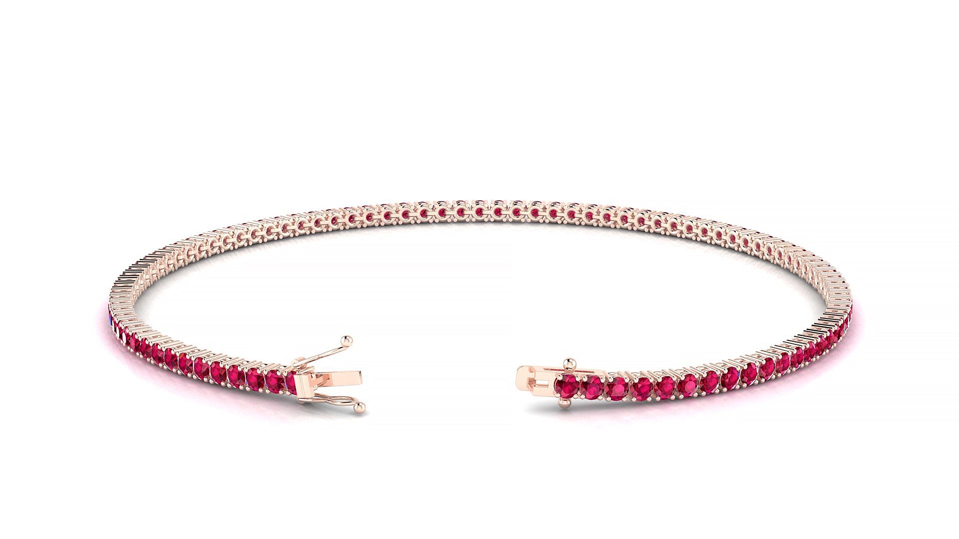 Capri | 18k Rose Gold 1.7 mm Round Natural Ruby Tennis Bracelet