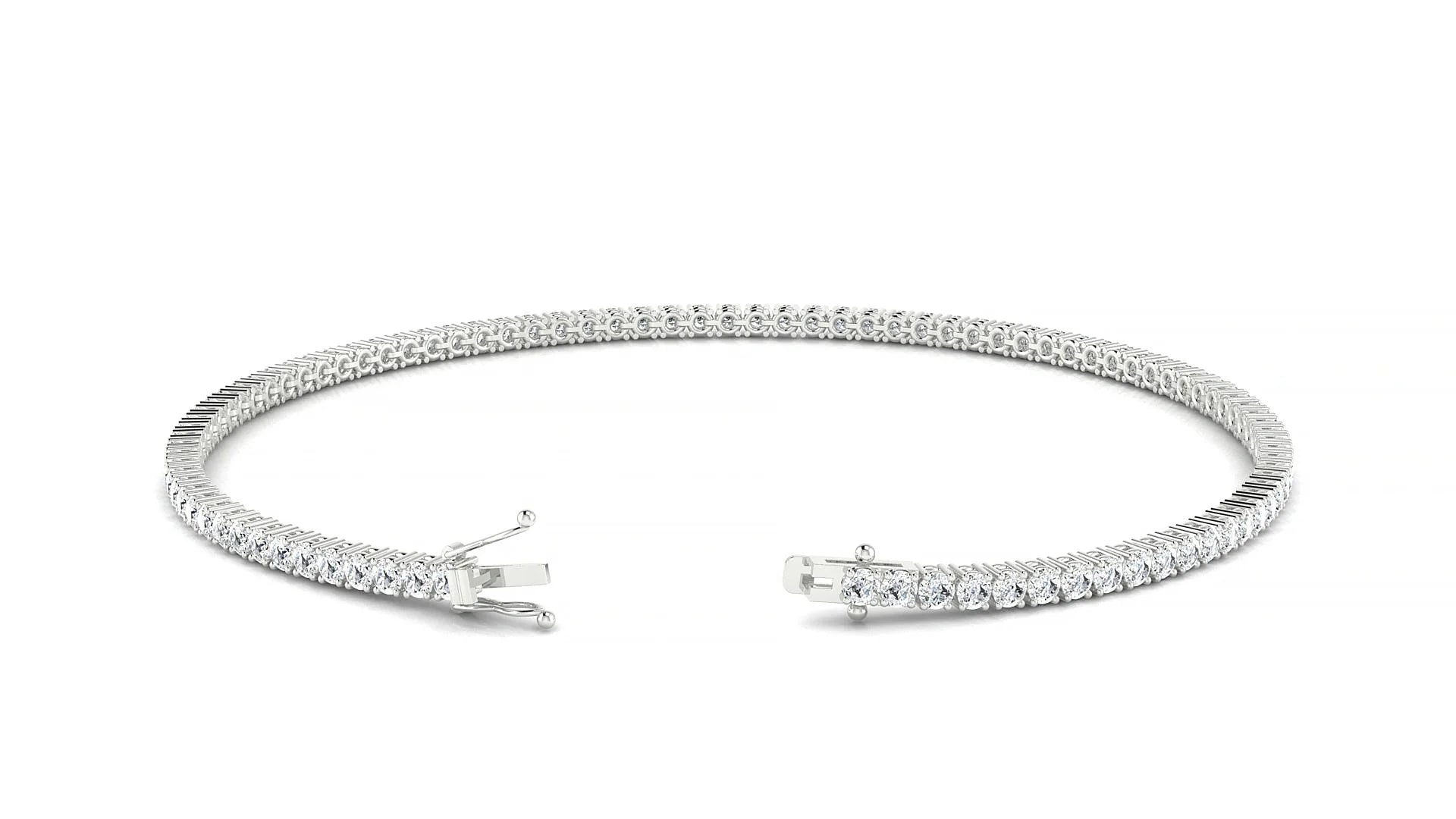 Capri | 18k White Gold 1.7 mm Round Lab-Grown Diamond 18 cm Tennis Bracelet
