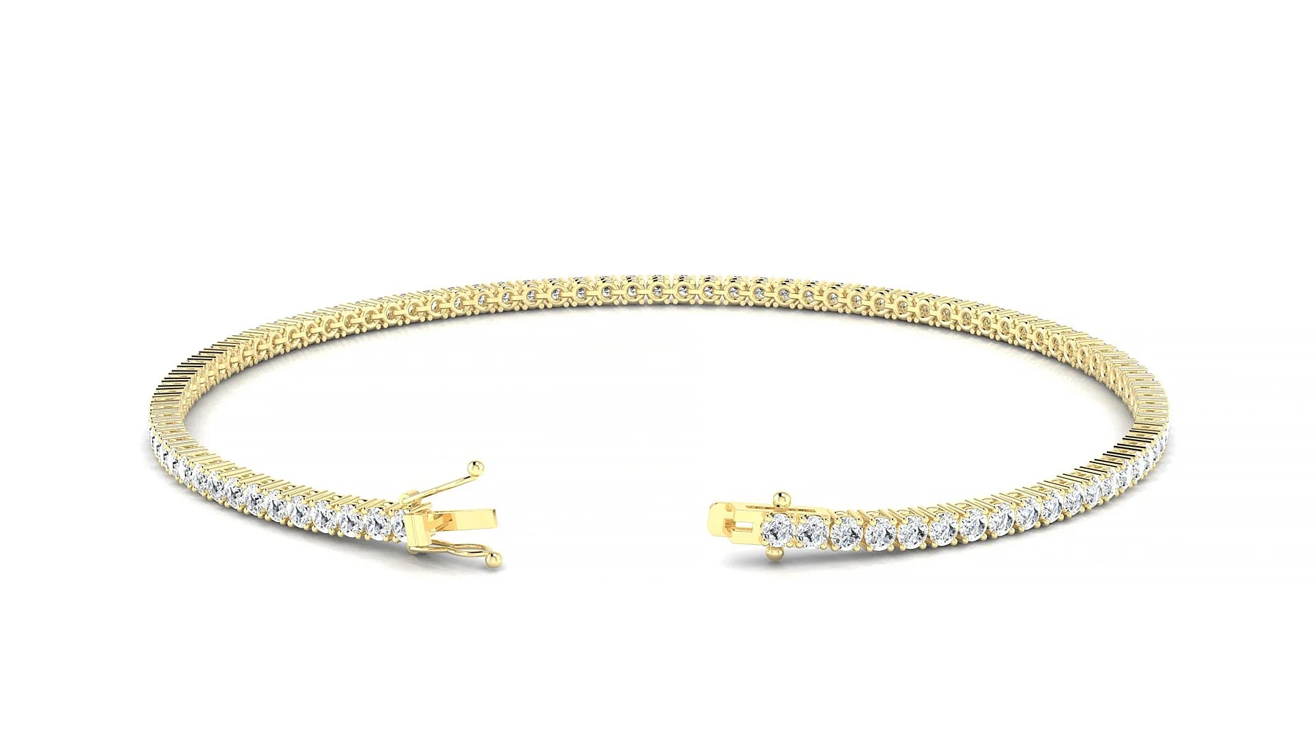 Capri | 18k Yellow Gold 1.7 mm Round Lab-Grown Diamond 18 cm Tennis Bracelet