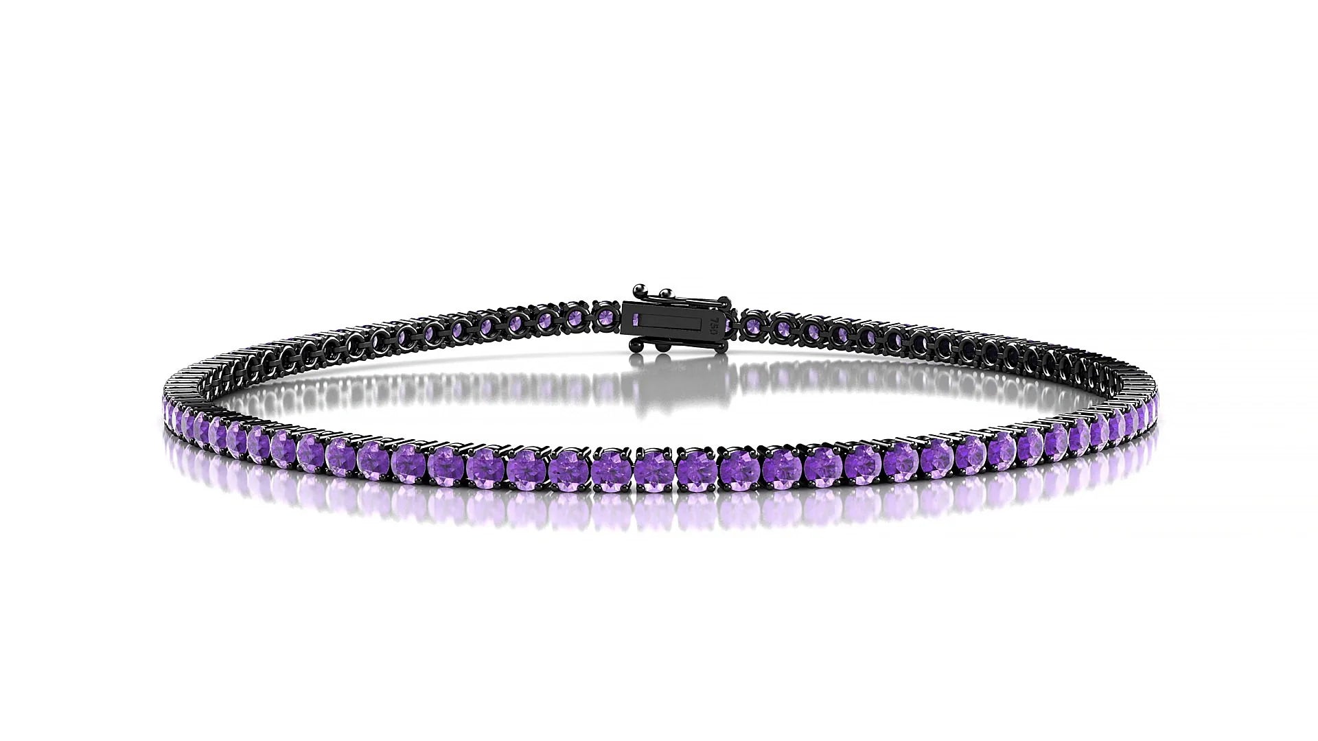 Capri | 18k Black Gold 2 mm Round Natural Amethyst Tennis Bracelet