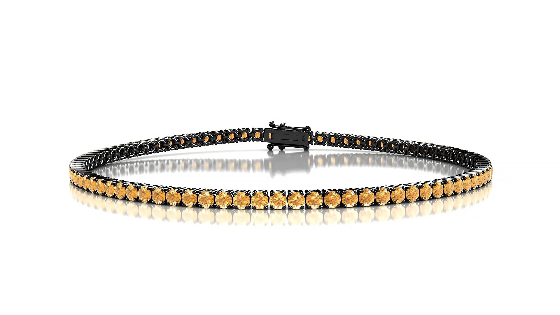 Capri | 18k Black Gold 2 mm Round Natural Citrine Tennis Bracelet