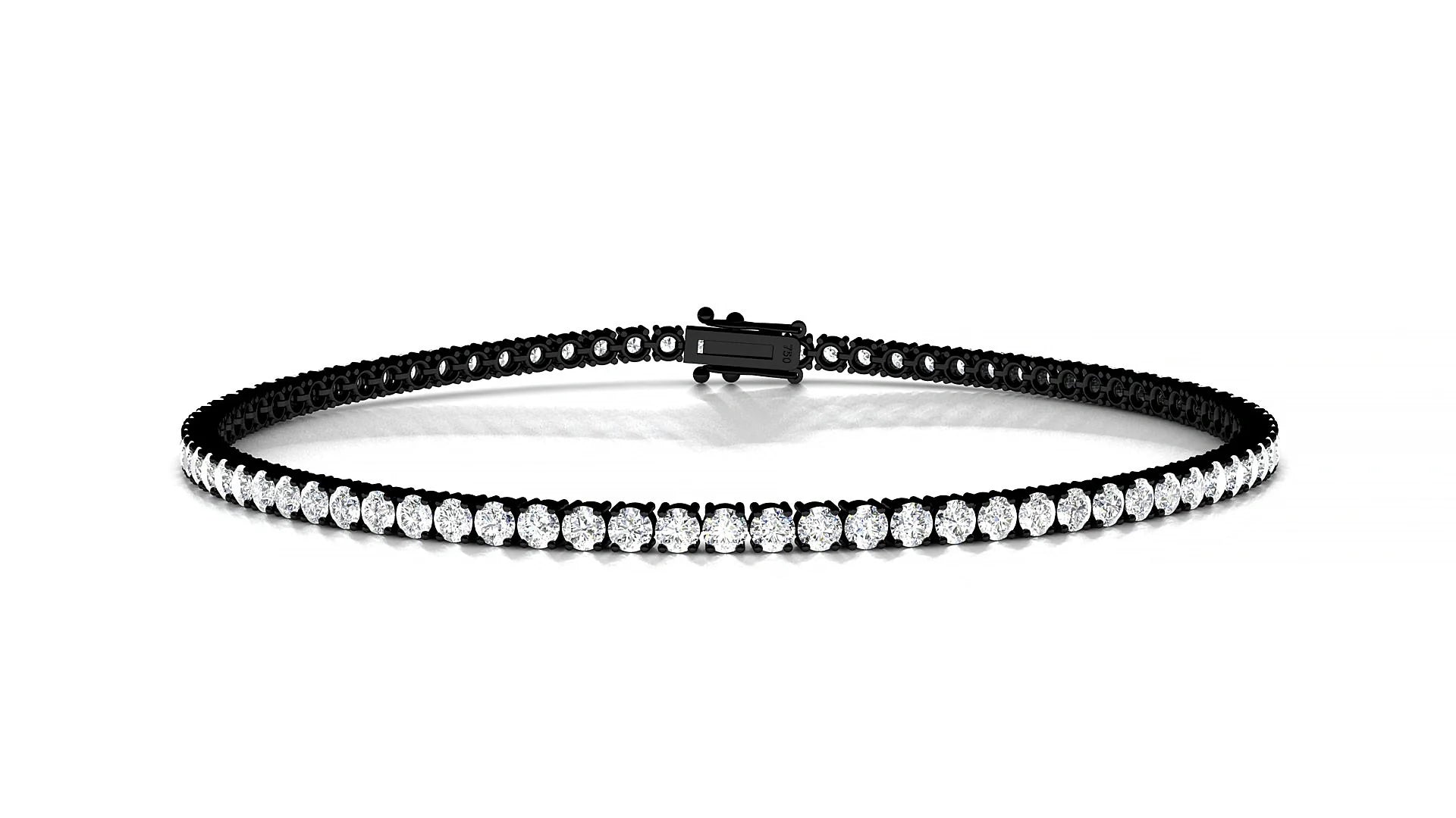 Capri | 18k Black Gold 2 mm Round Lab-Grown Diamond 18 cm Tennis Bracelet