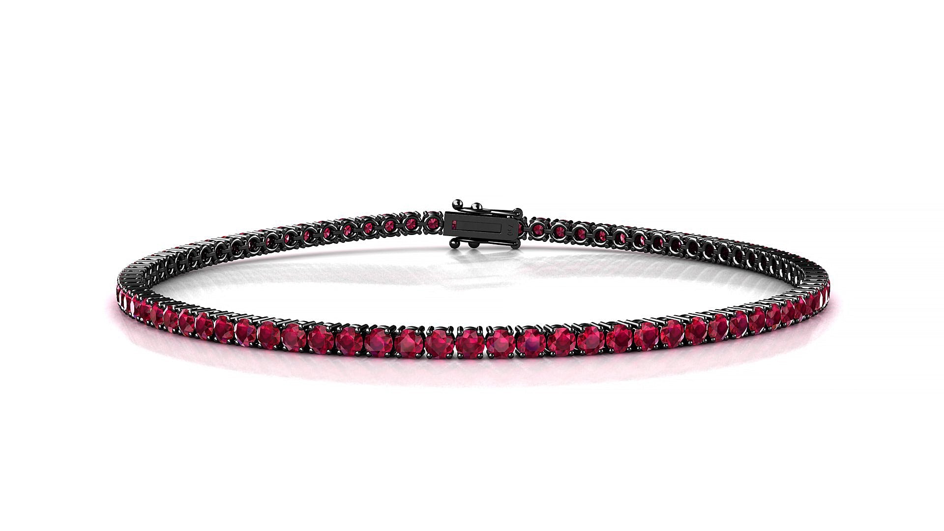 Capri | 18k Black Gold 2 mm Round Natural Ruby Tennis Bracelet