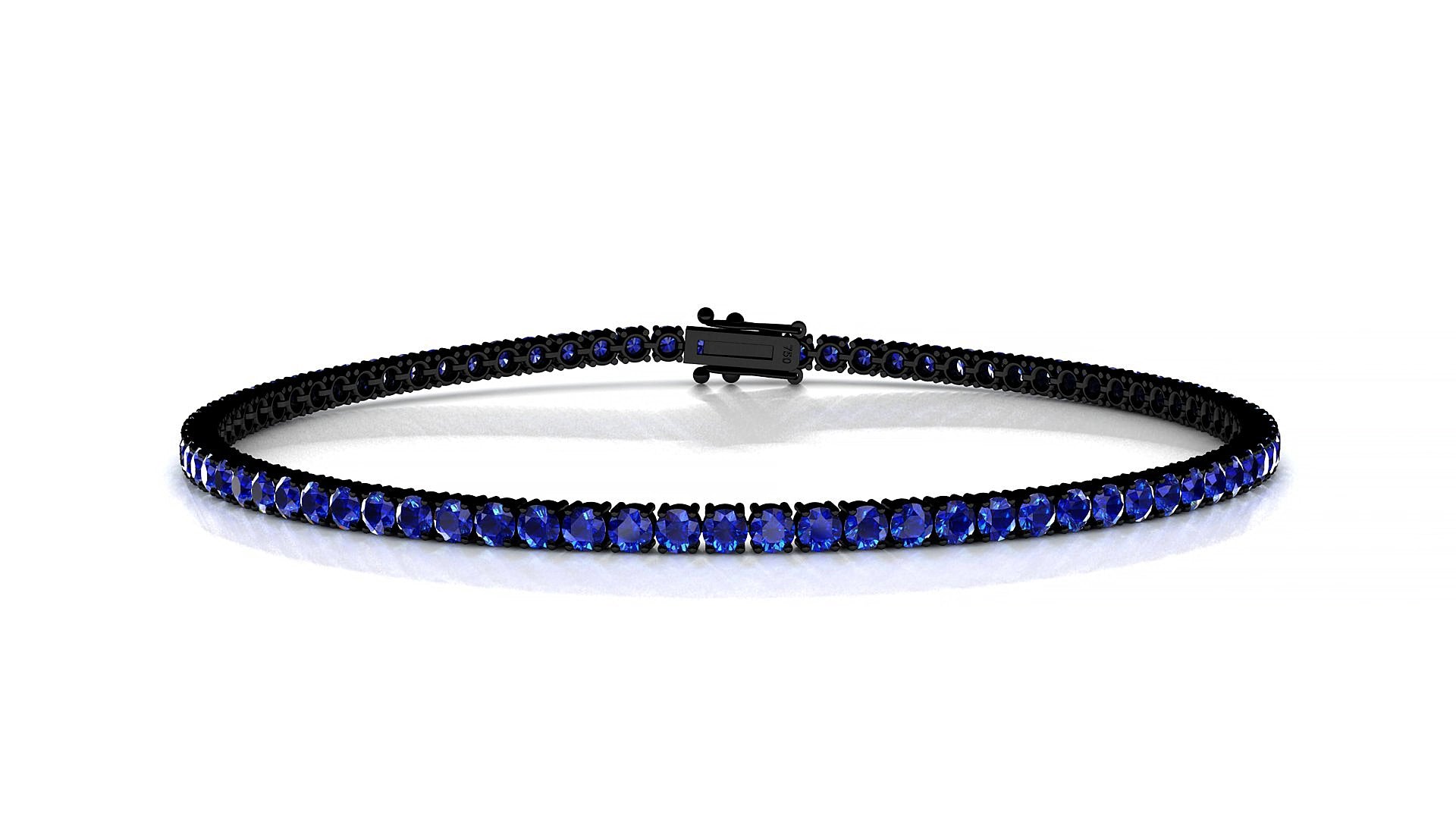Capri | 18k Black Gold 2 mm Round Natural Sapphire 15 cm Tennis Bracelet