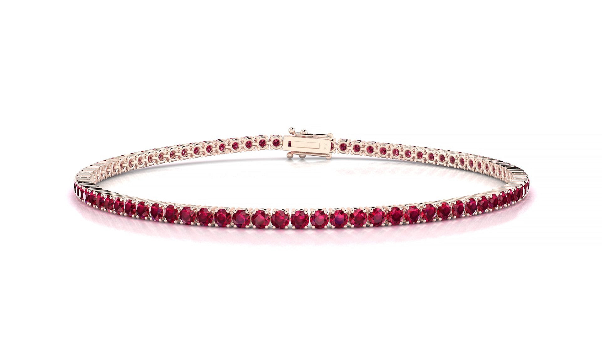 Capri | 18k Rose Gold 2 mm Round Natural Ruby Tennis Bracelet
