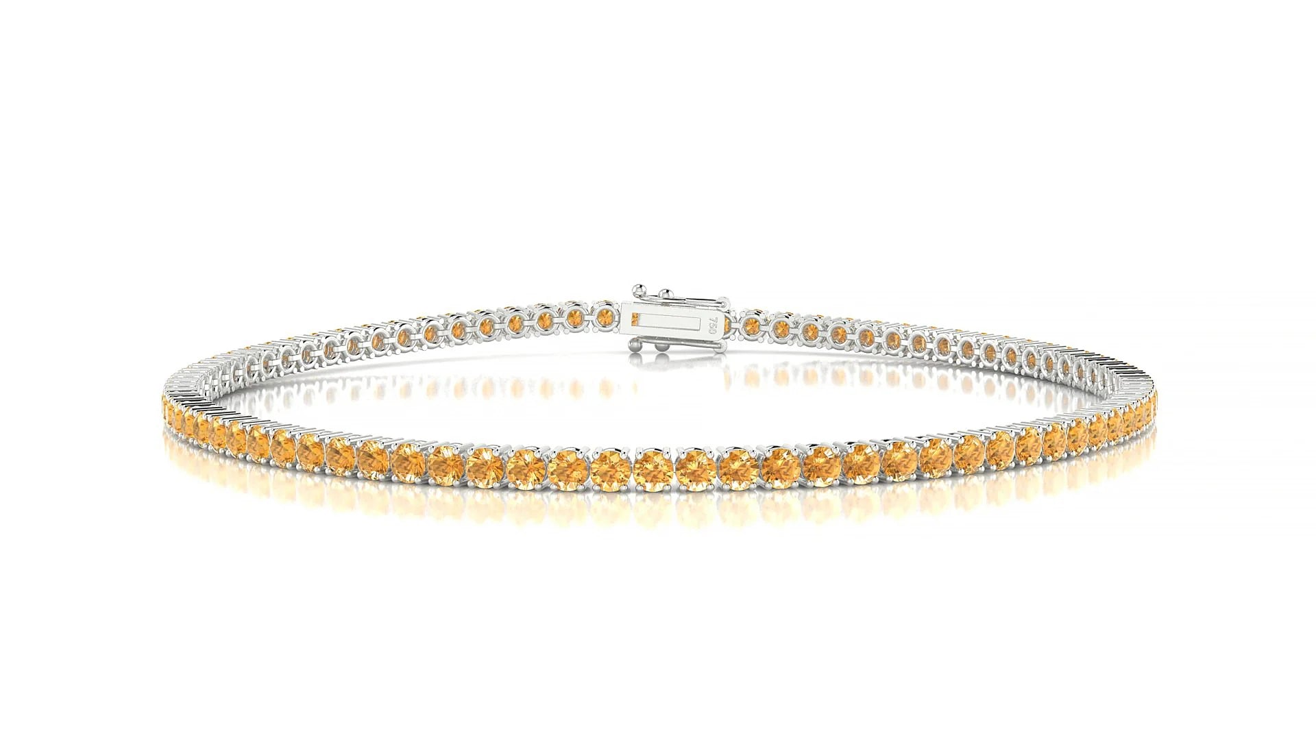 Capri | 18k White Gold 2 mm Round Natural Citrine Tennis Bracelet
